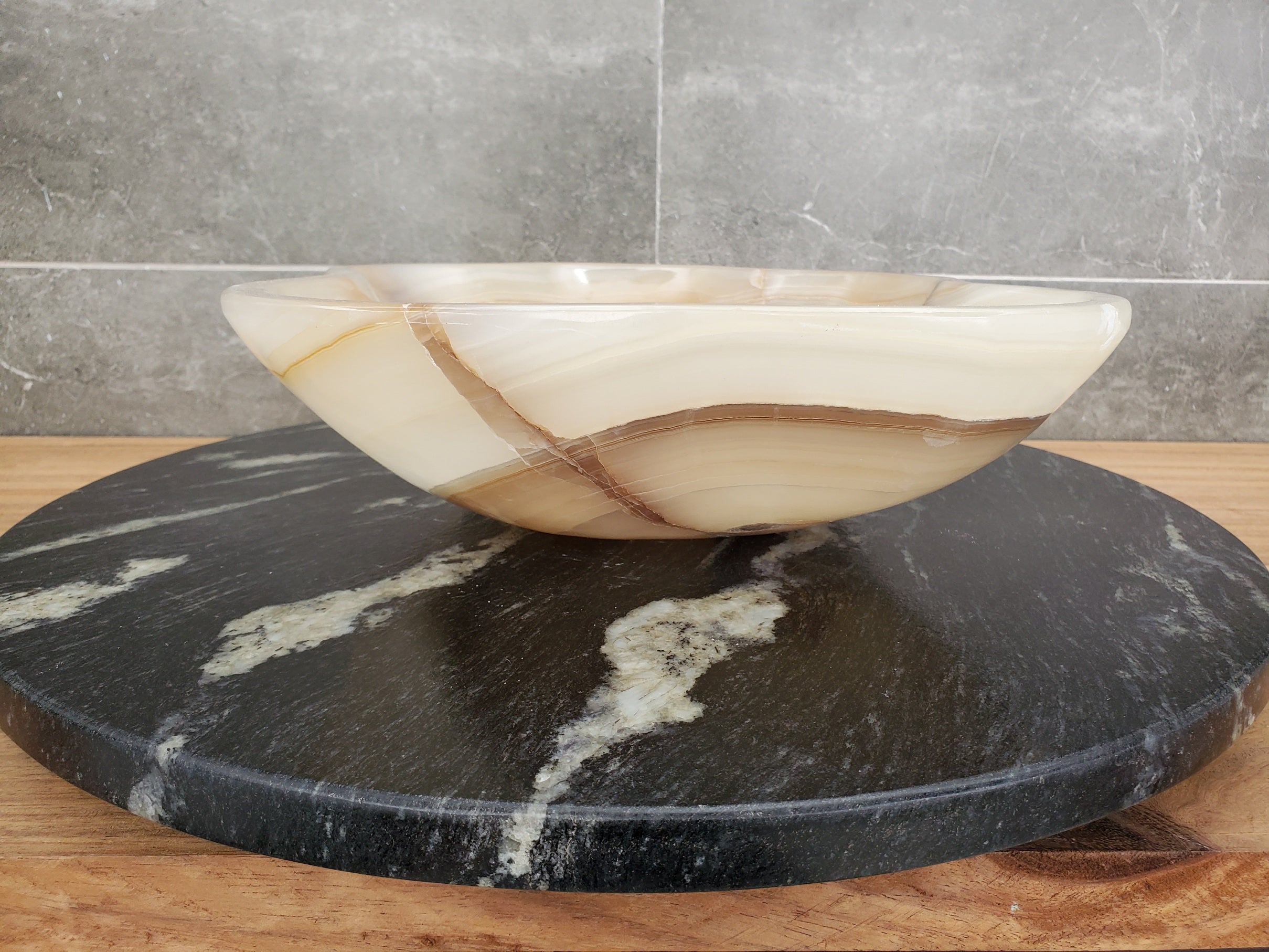 S31_28 Onyx Stone Vessel Bathroom Sink - 15 x 12 inch