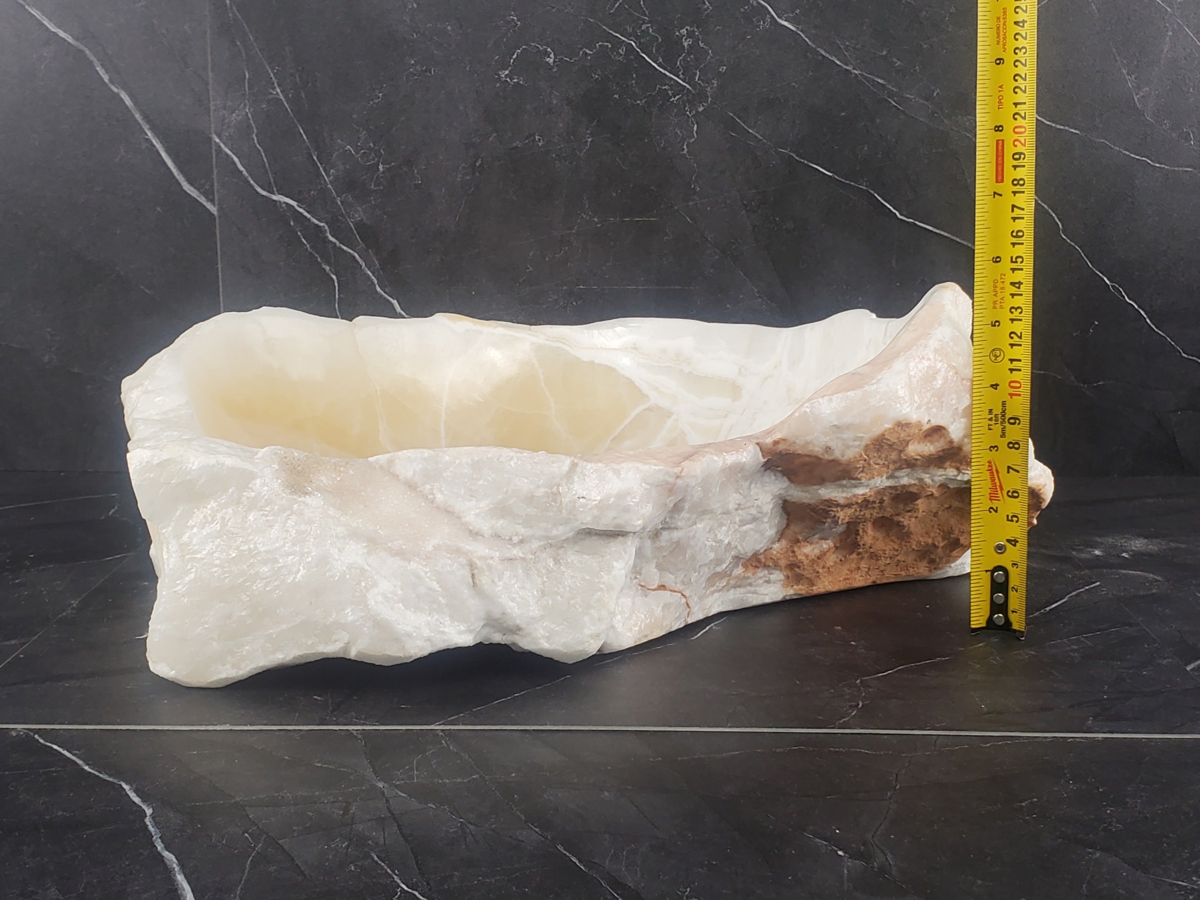 S25_06 White Onyx Stone Vessel Sink
