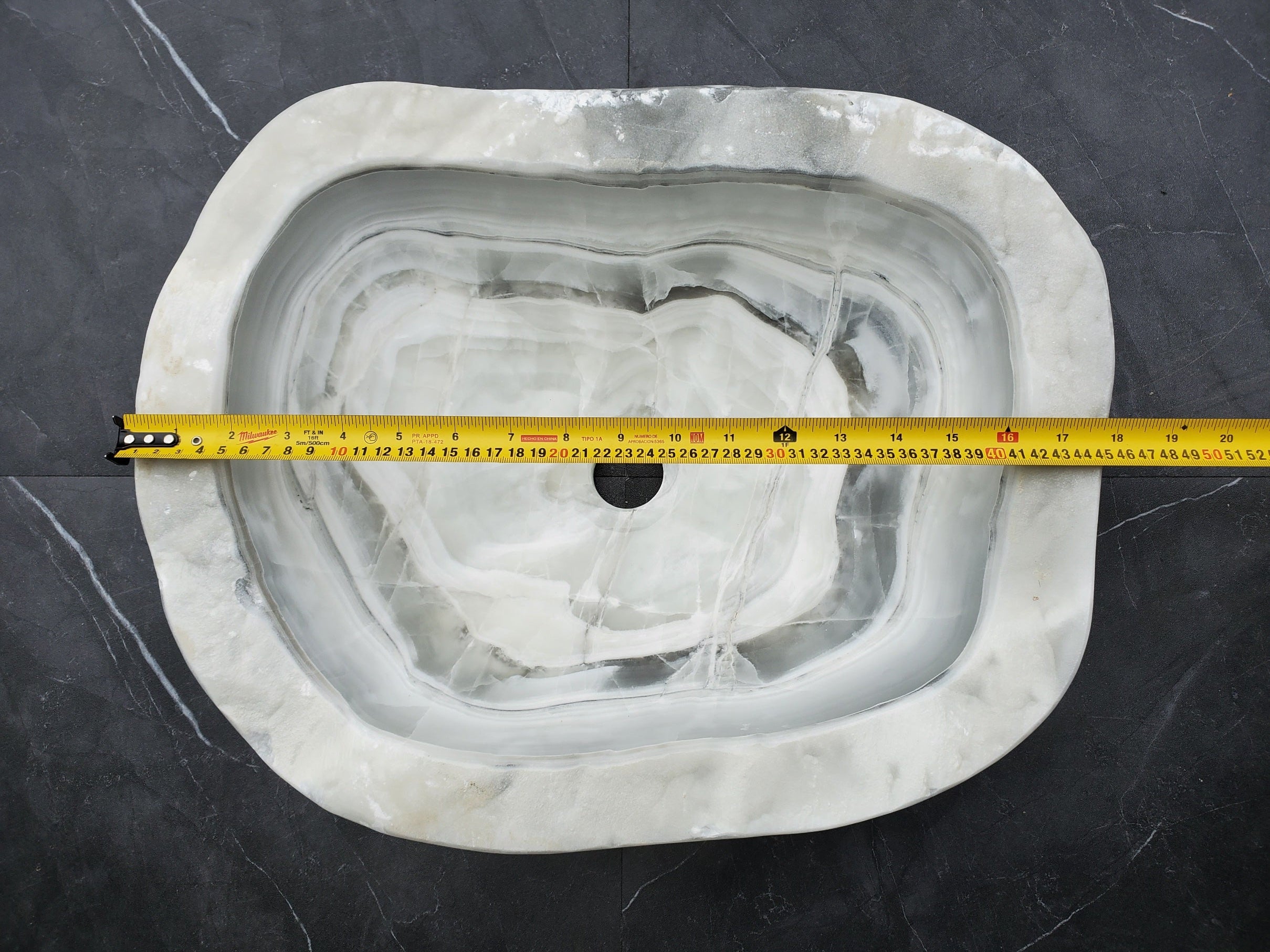 S30_05 Onyx Stone Vessel Bathroom Sink - 18 x 14.5 inch