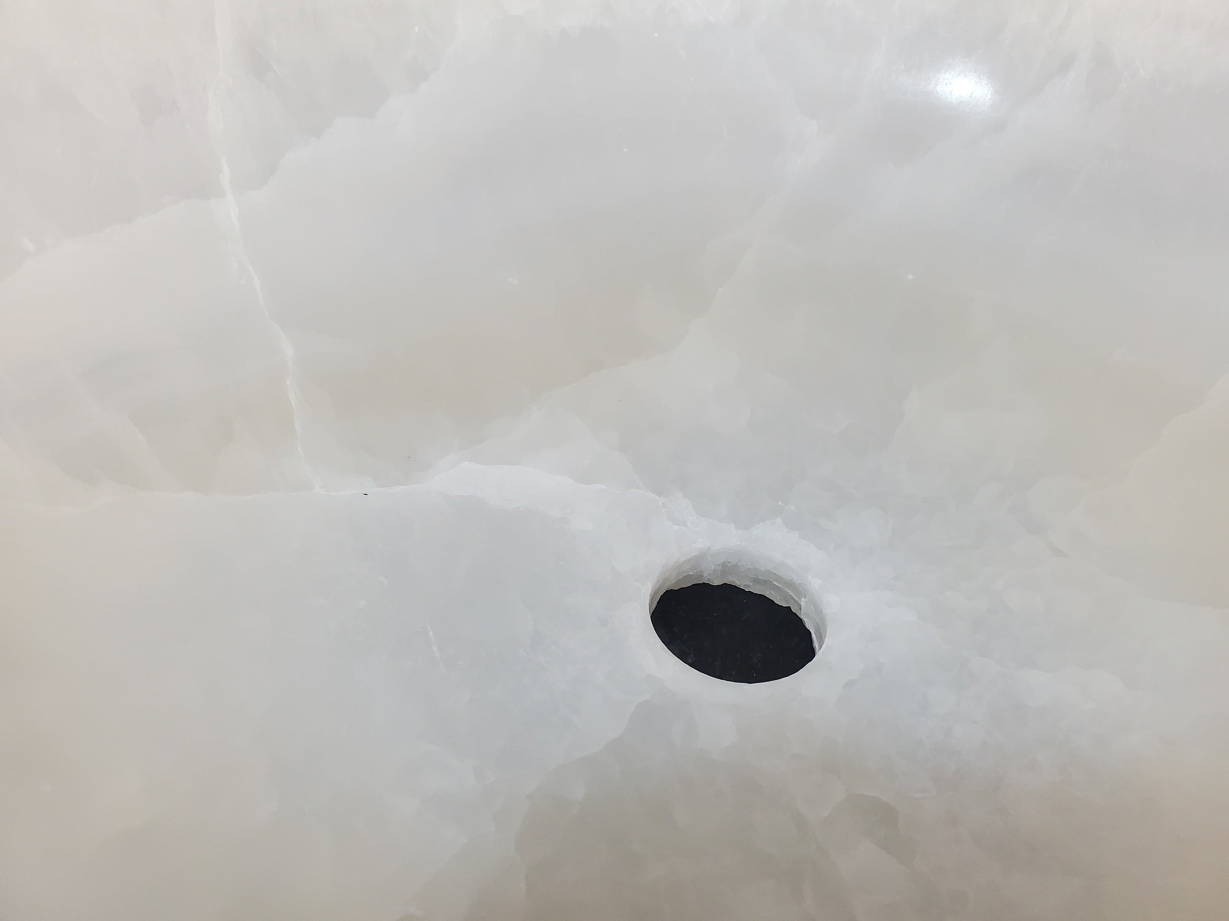 S27_08 Round Onyx Stone Vessel Sink - 15.6 x 15.6 inch