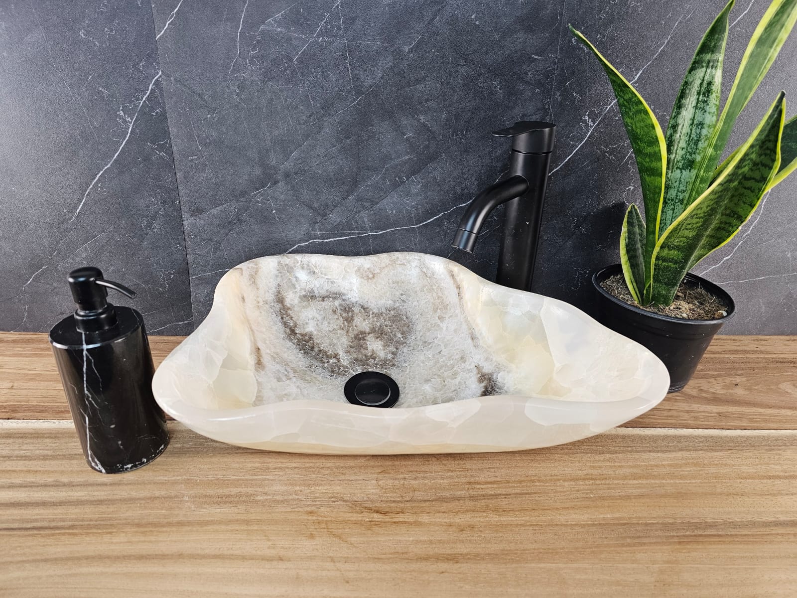 S28_06 Onyx Stone Vessel Bathroom Sink