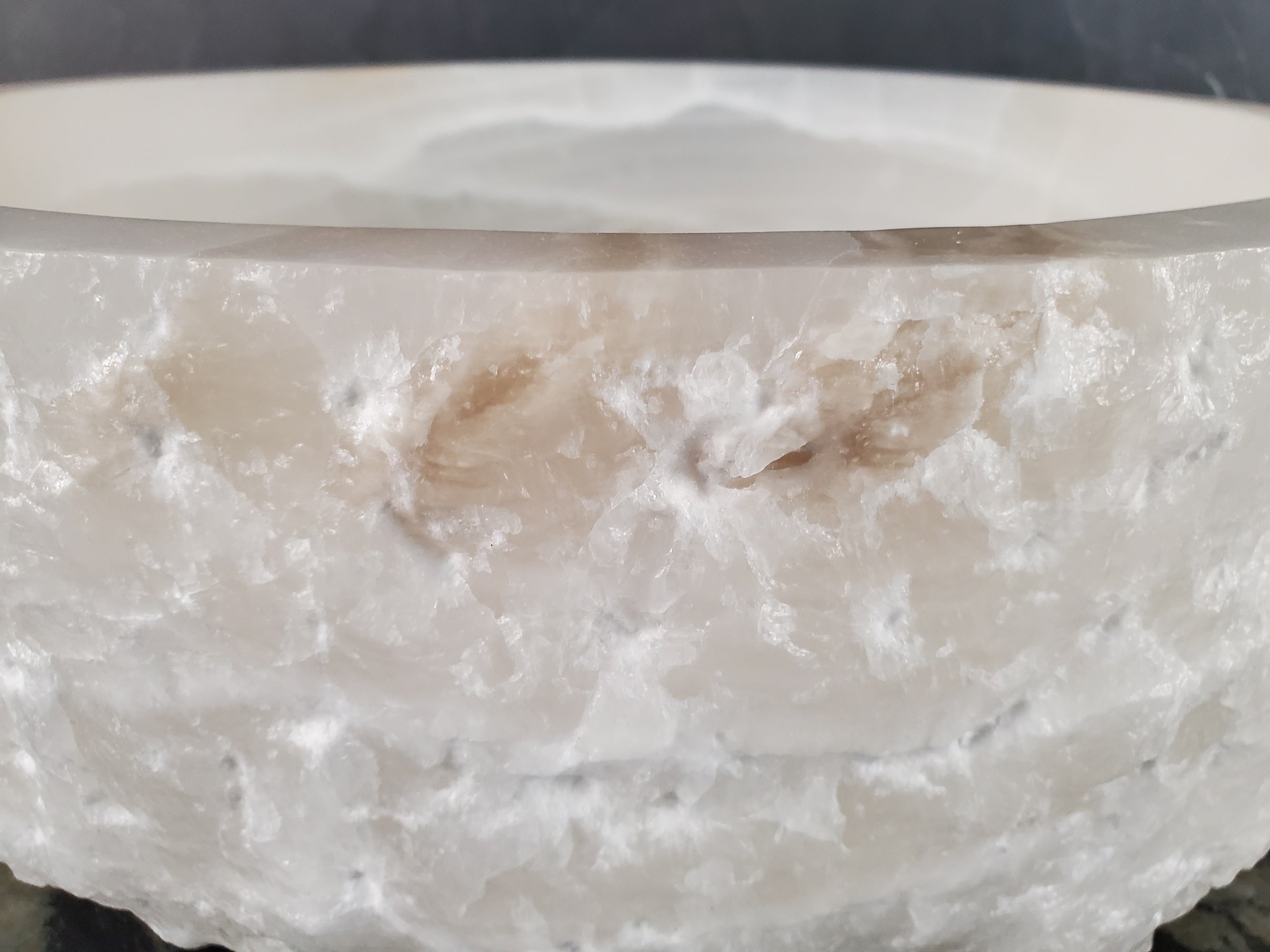 S27_13 Round Onyx Stone Vessel Sink - 15.5 x 15.5 inch