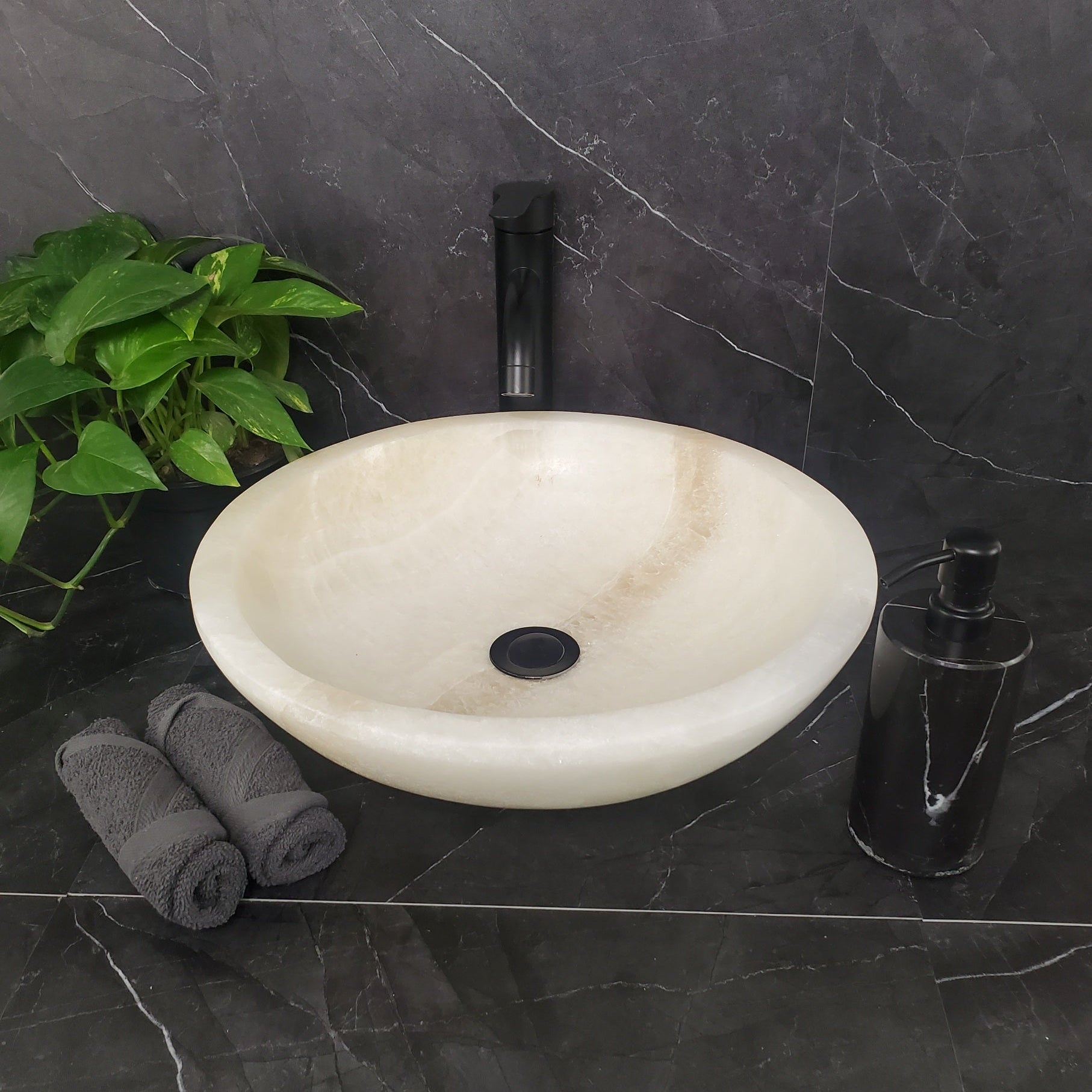 S25_05 Round Onyx Vessel Sink - 16 x 16 inch