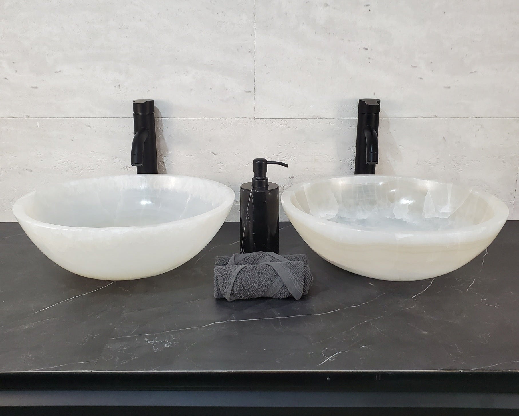 SET1031 Onyx Stone Vessel Bathroom Sink (Set of Two)