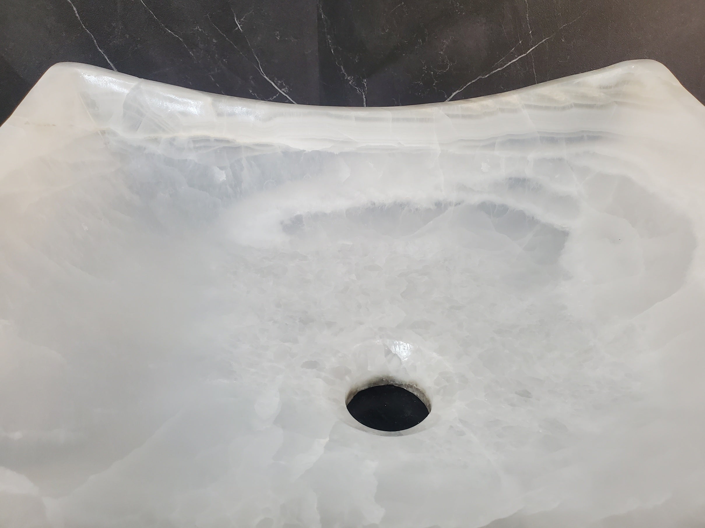 S27_07 Onyx Stone Bathroom Vessel Sink (Square)