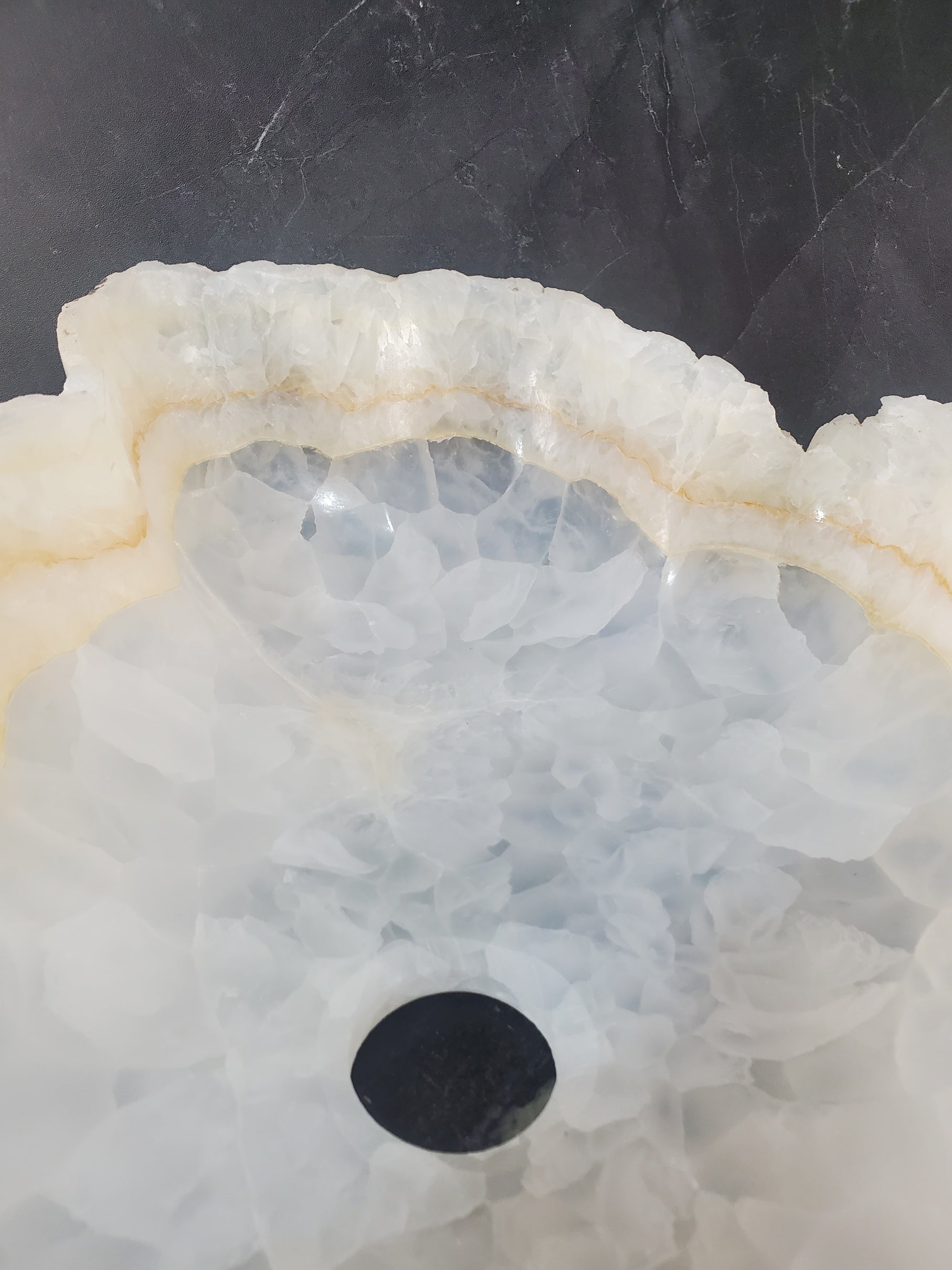 S27_02 White Onyx Stone Bathroom Vessel Sink - 20 x 12.5 inch