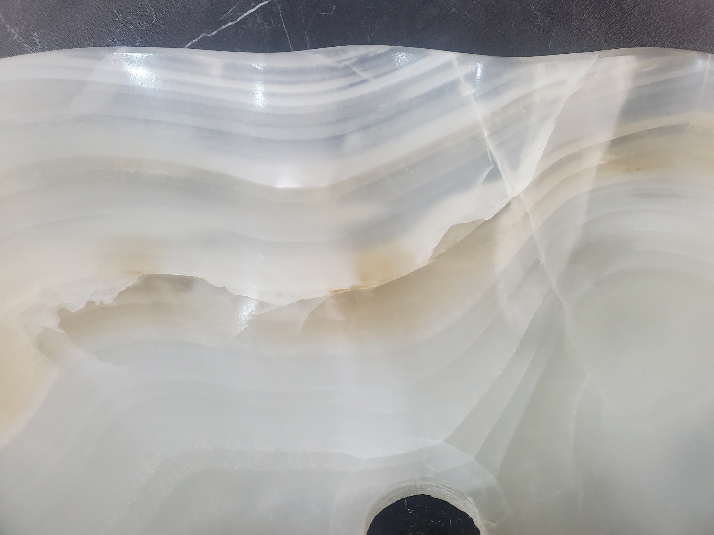 S27_01 White Onyx Stone Bathroom Vessel Sink