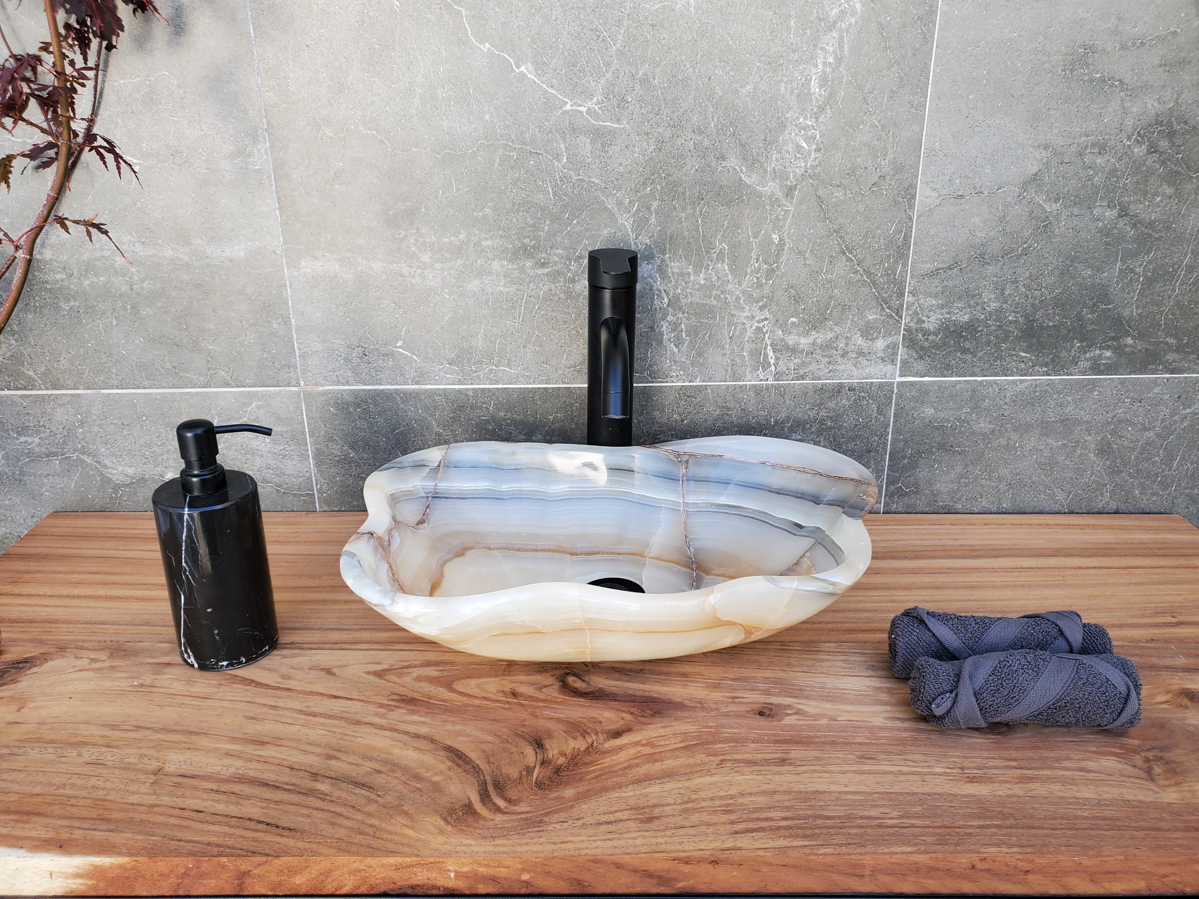 S29_10 Onyx Stone Vessel Bathroom Sink