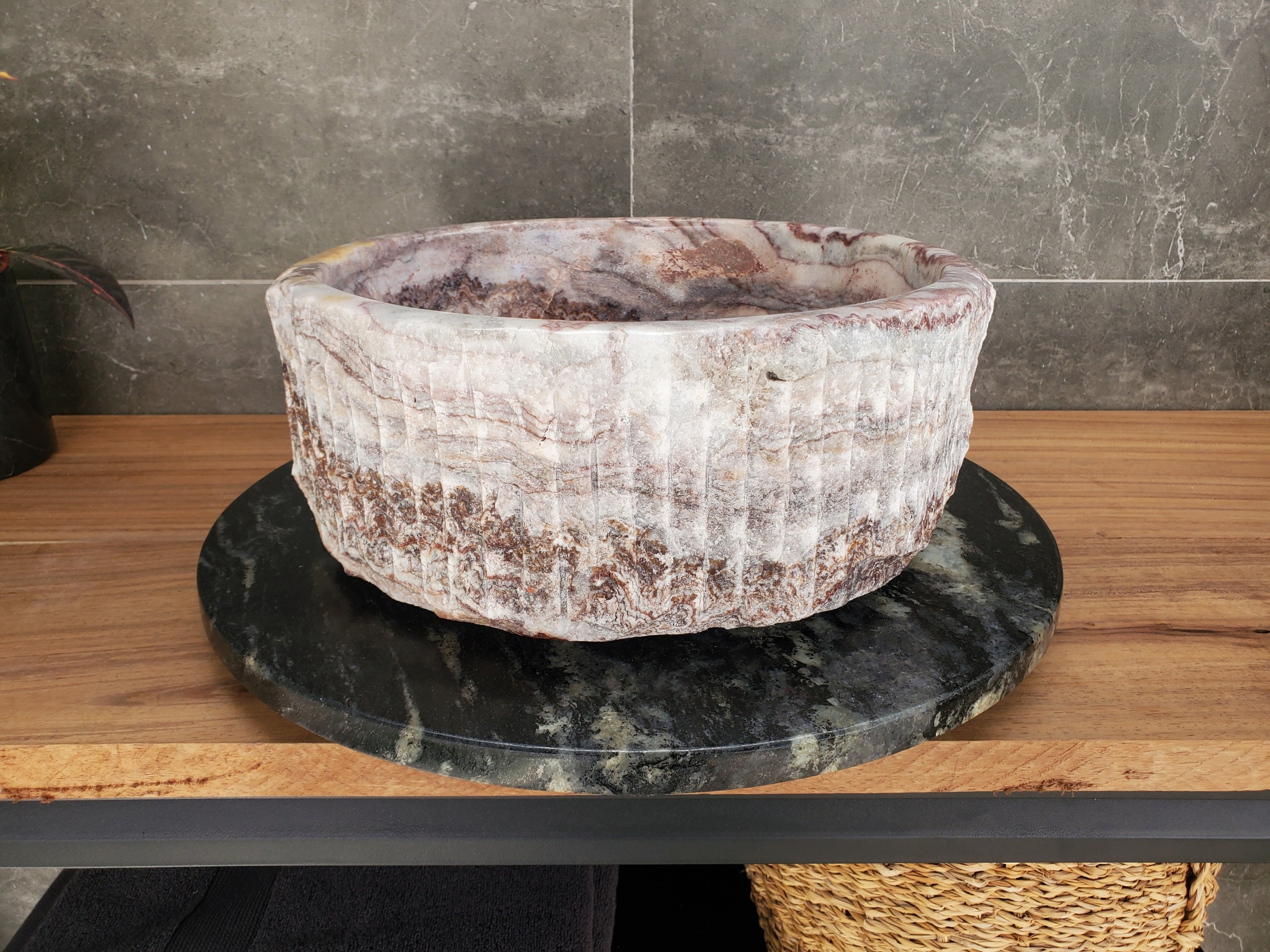 S34_04 Serpentine Onyx Stone Vessel Sink