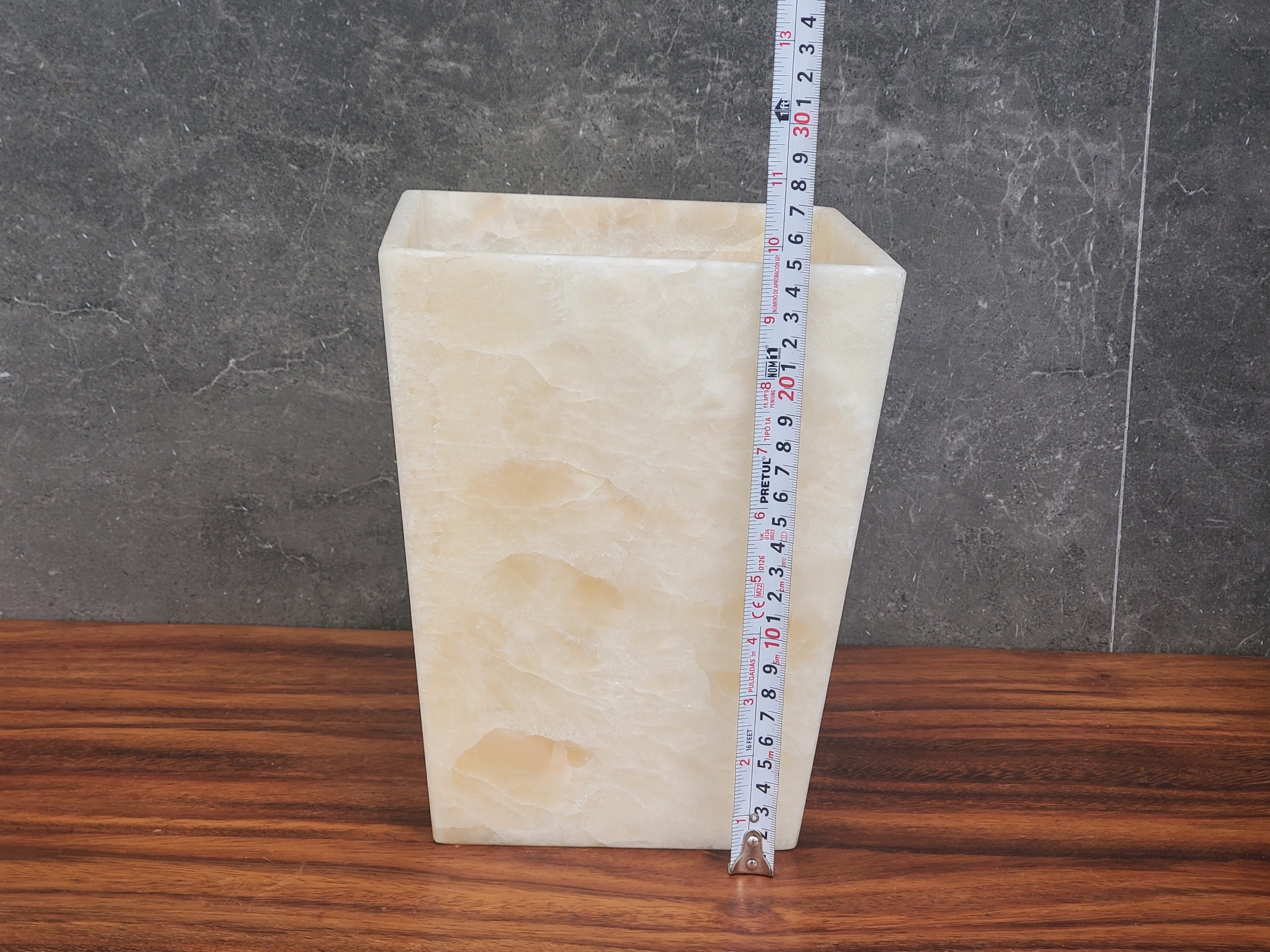 WB07 Onyx Stone Waste Basket Waste Basket Bath Home Waste Baskets