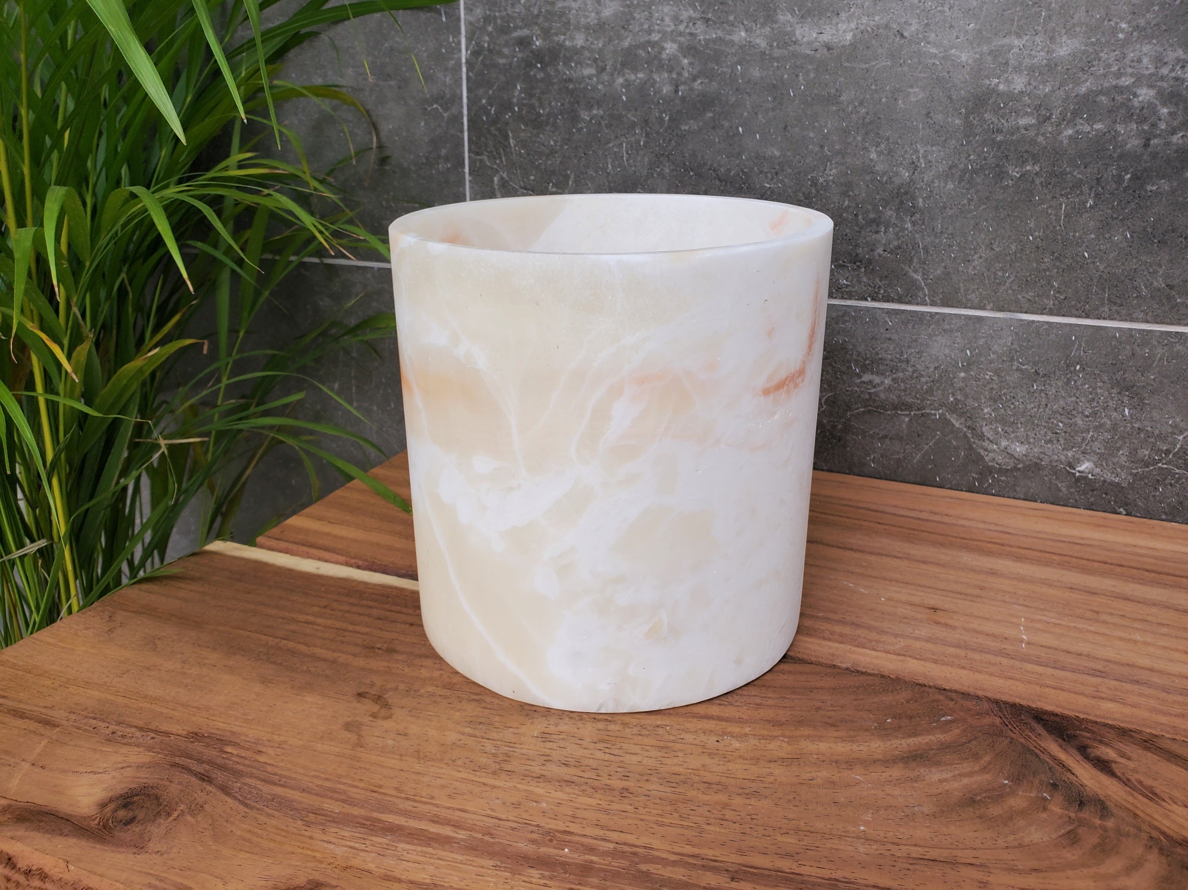 WB19 Onyx Stone Waste Basket