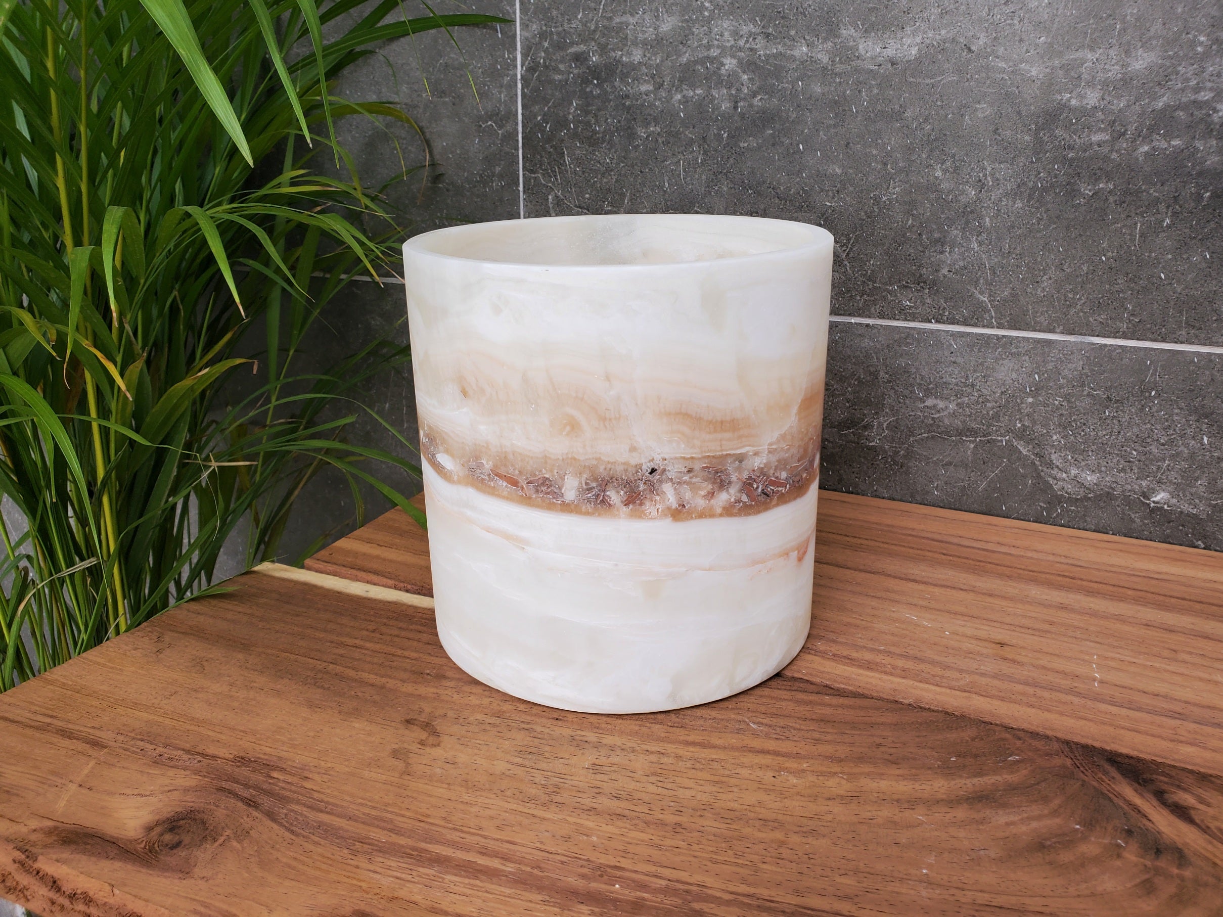 WB19 Onyx Stone Waste Basket