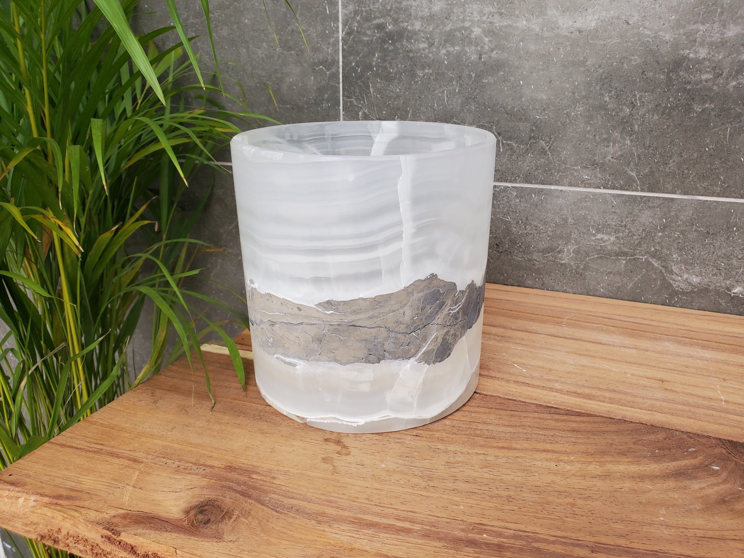 WB_13RD Onyx Stone Waste Basket