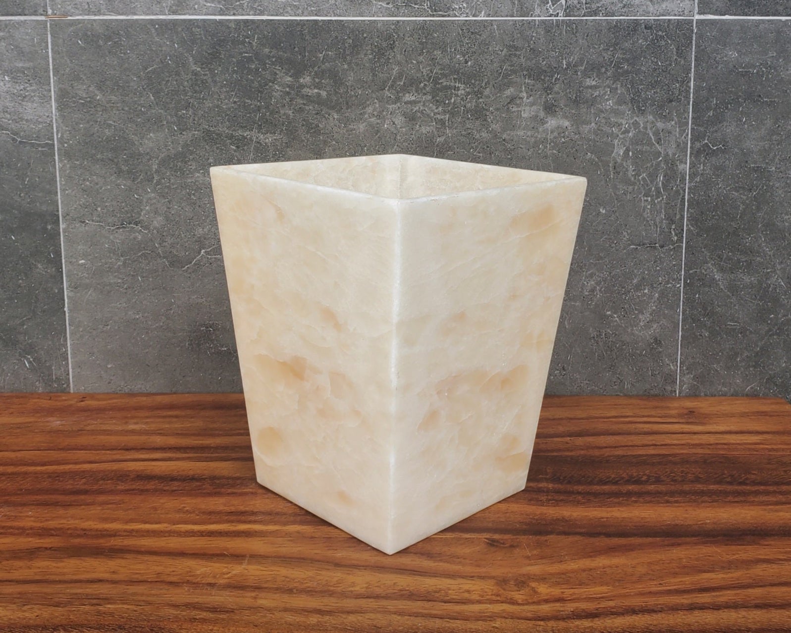 WB07 Onyx Stone Waste Basket Waste Basket Bath Home Waste Baskets