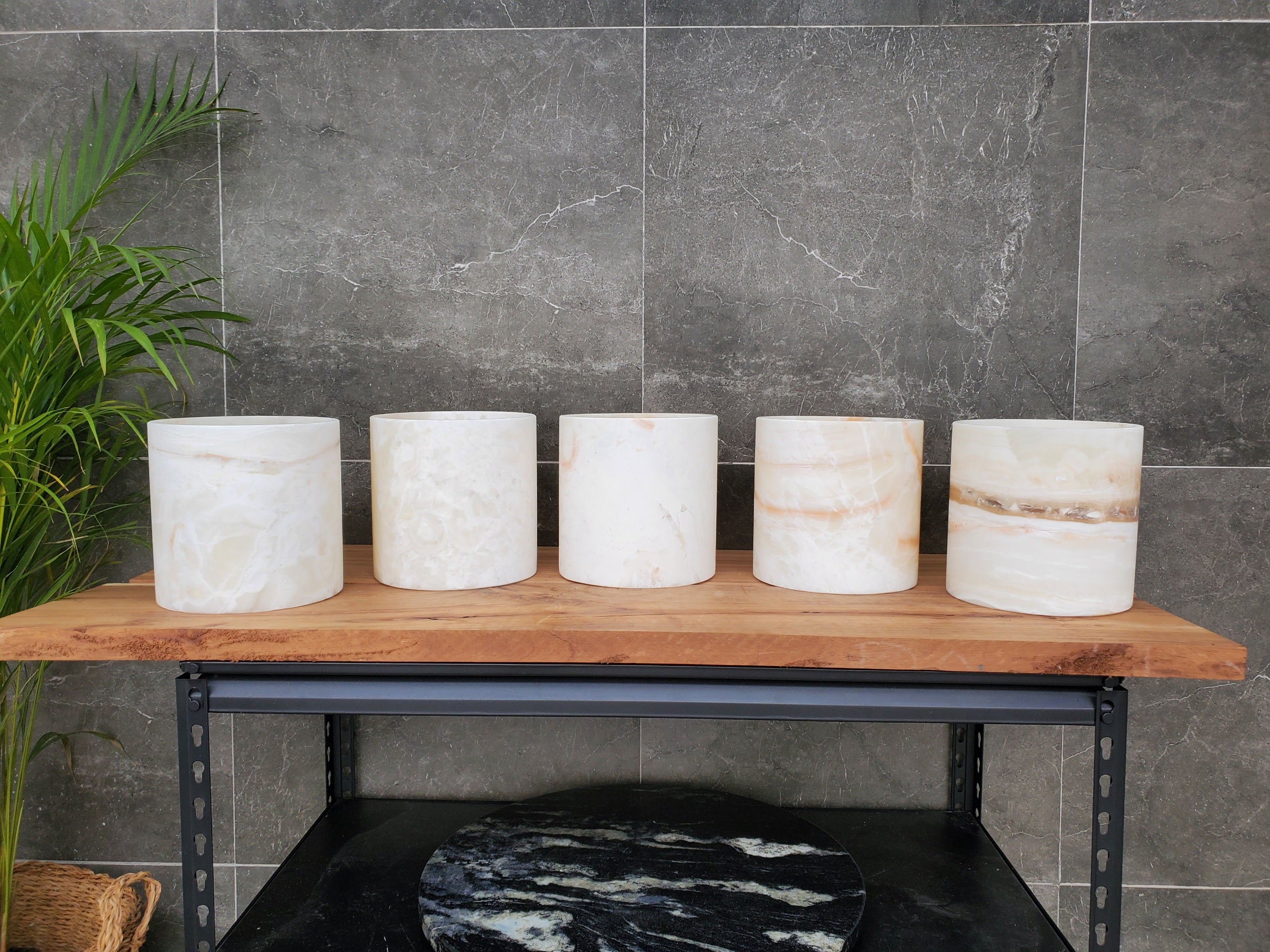 WB19 Onyx Stone Waste Basket