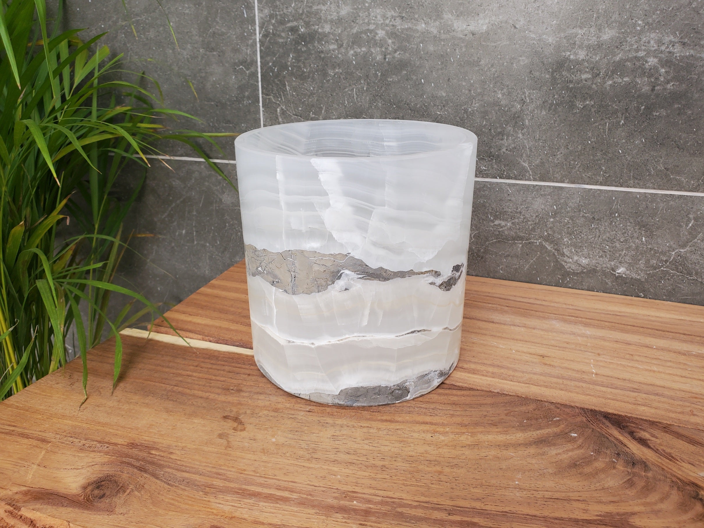 WB_13RD Onyx Stone Waste Basket