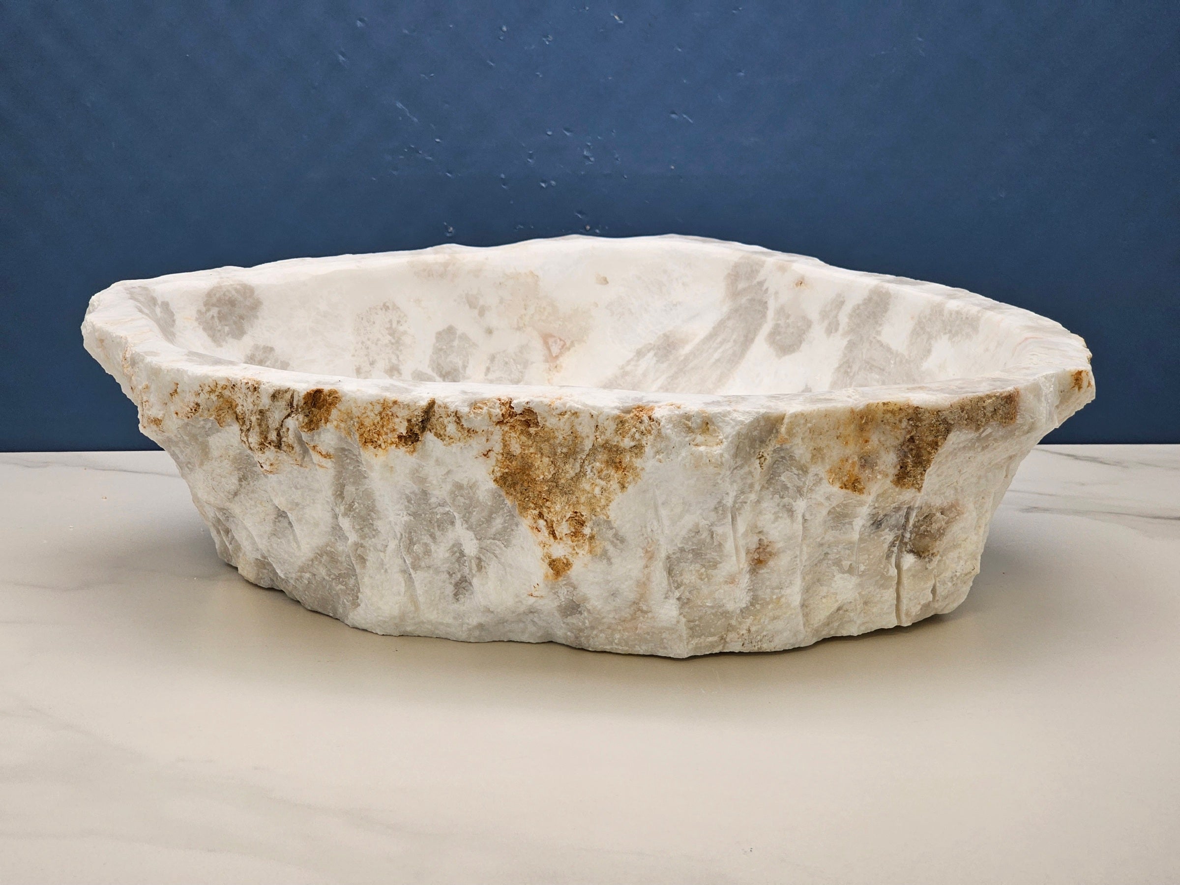 White and Gray Onyx Stone Vessel Bathroom Sink Onyx Sinks Onyx Sinks Sinks