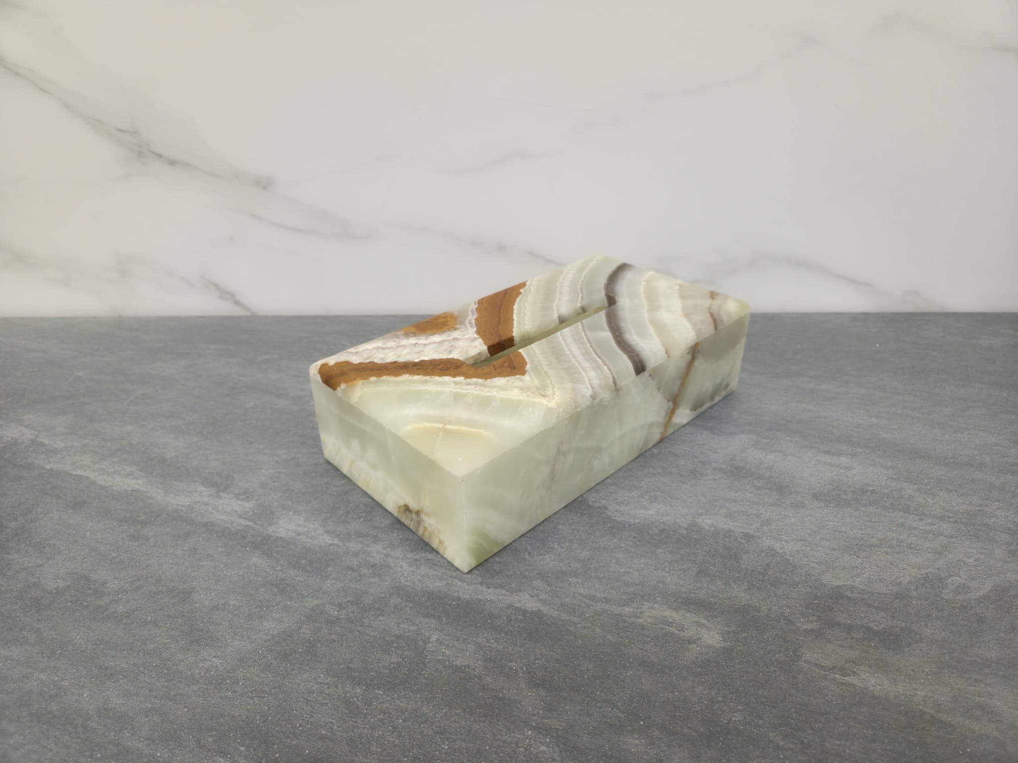 TCRec_15 Green Onyx Stone Tissue Box Cover