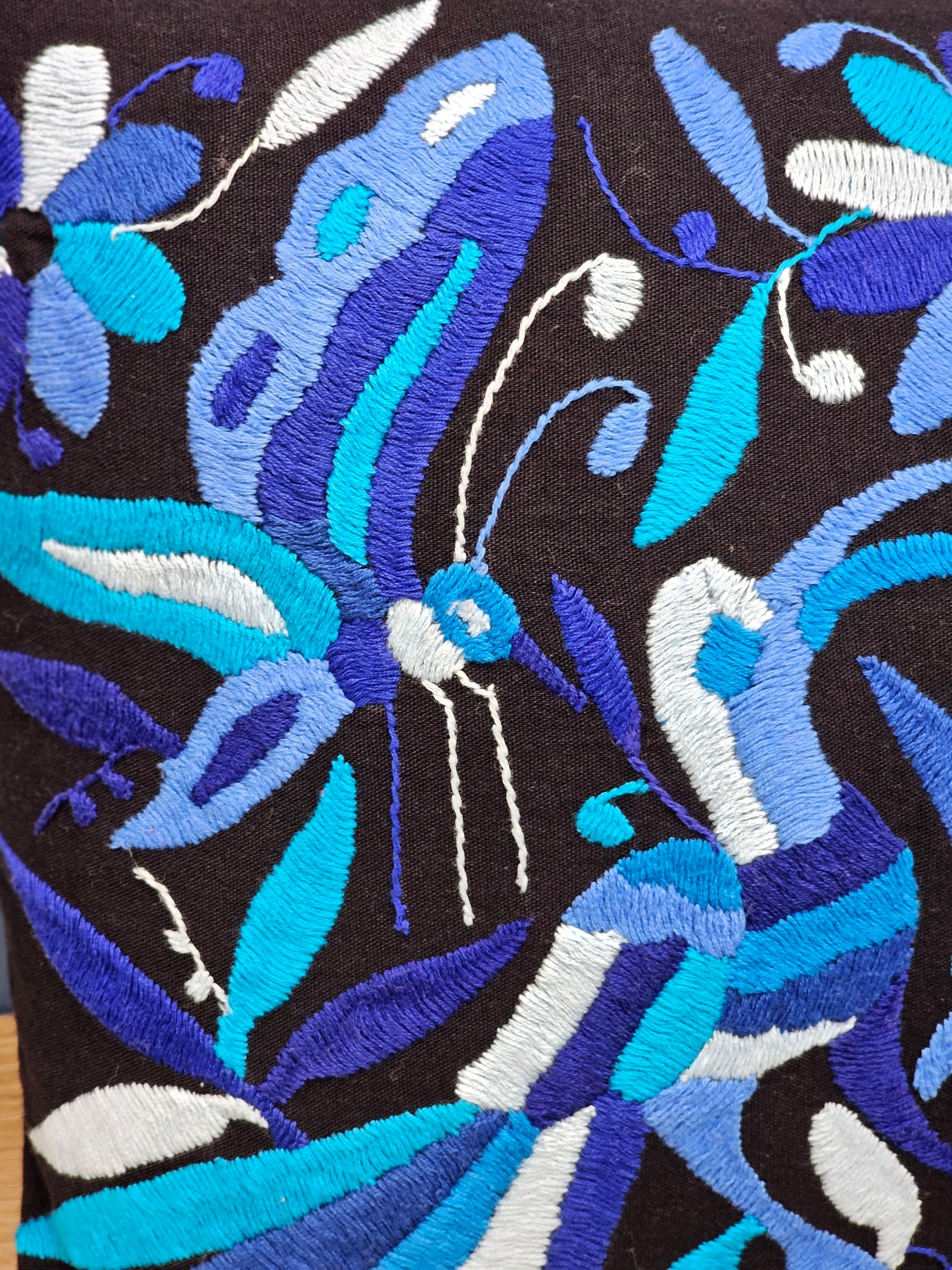 Tenango Pillow Cover, Hand Embroidered Otomi Art, Handmade Authentic Mexican Decor Home Pillow Covers