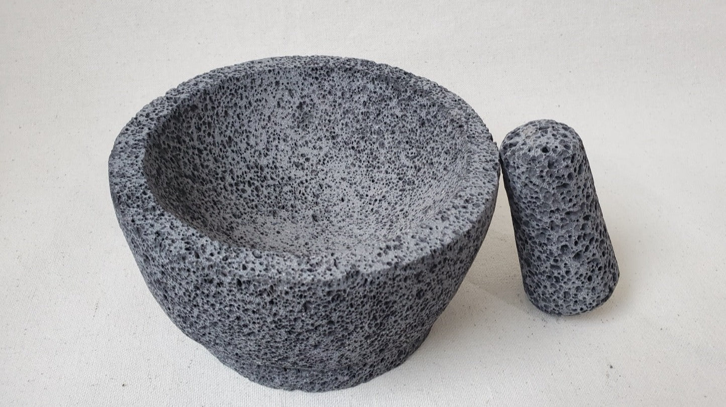 Tapered Base Molcajete - Lava Stone - 8 Inch Molcajete Accessories Kitchen & Dining Molcajete