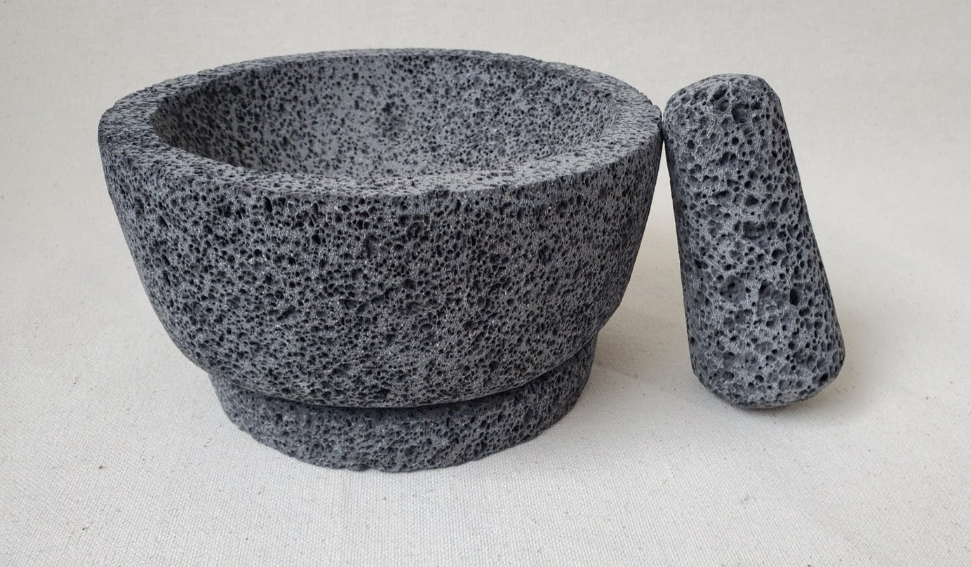 Tapered Base Molcajete - Lava Stone - 8 Inch Molcajete Accessories Kitchen & Dining Molcajete
