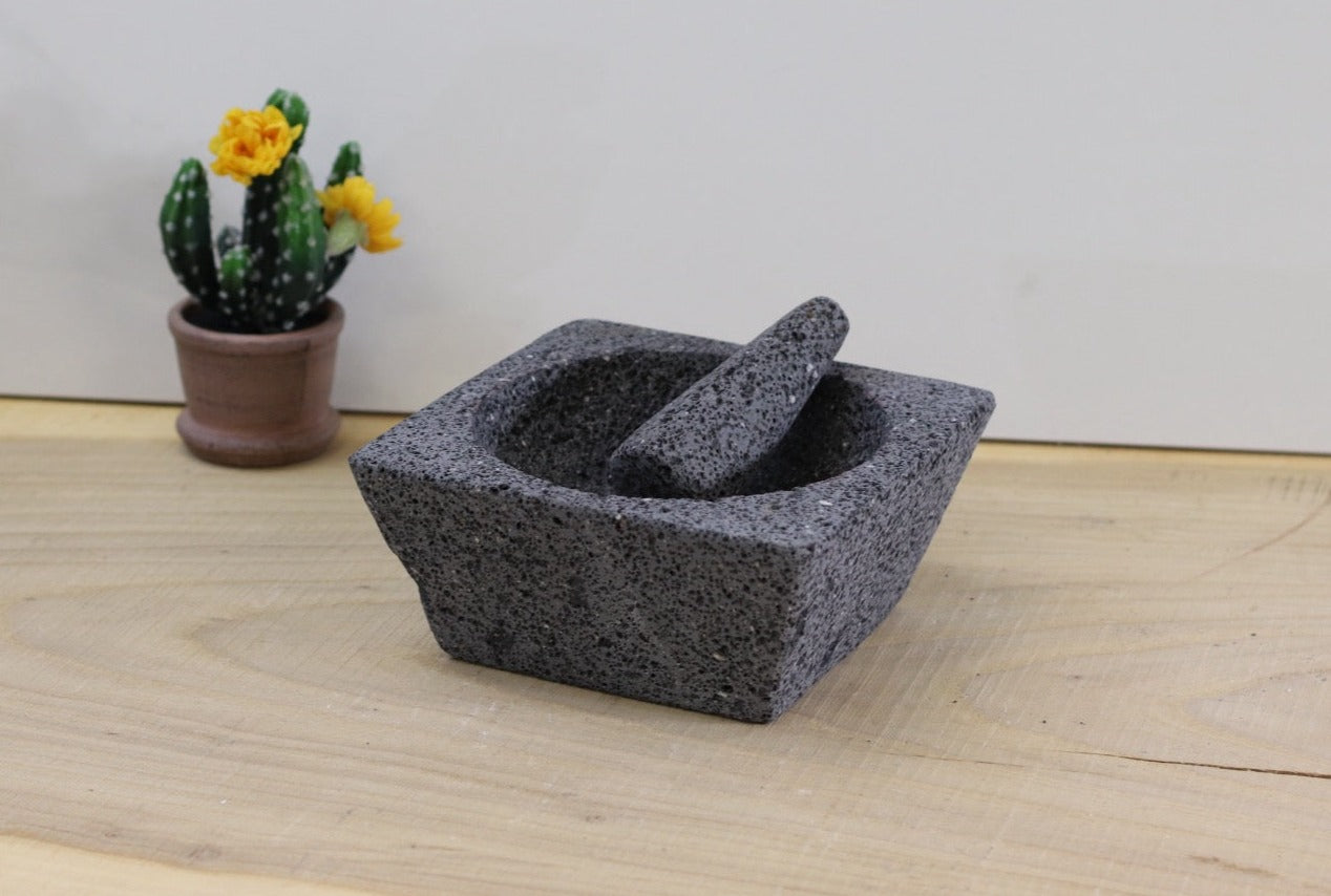 Outer Slant Bowl & Pestle - Lava Stone - 8 Inch Molcajete Accessories Kitchen & Dining Molcajete