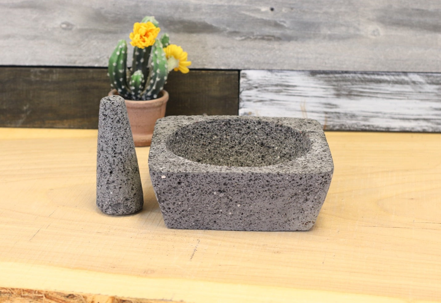 Outer Slant Bowl & Pestle - Lava Stone - 8 Inch Molcajete Accessories Kitchen & Dining Molcajete