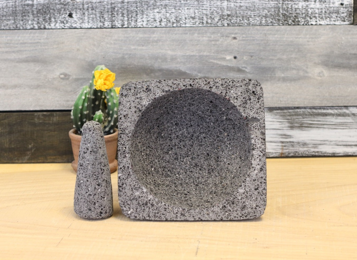 Outer Slant Bowl & Pestle - Lava Stone - 8 Inch Molcajete Accessories Kitchen & Dining Molcajete