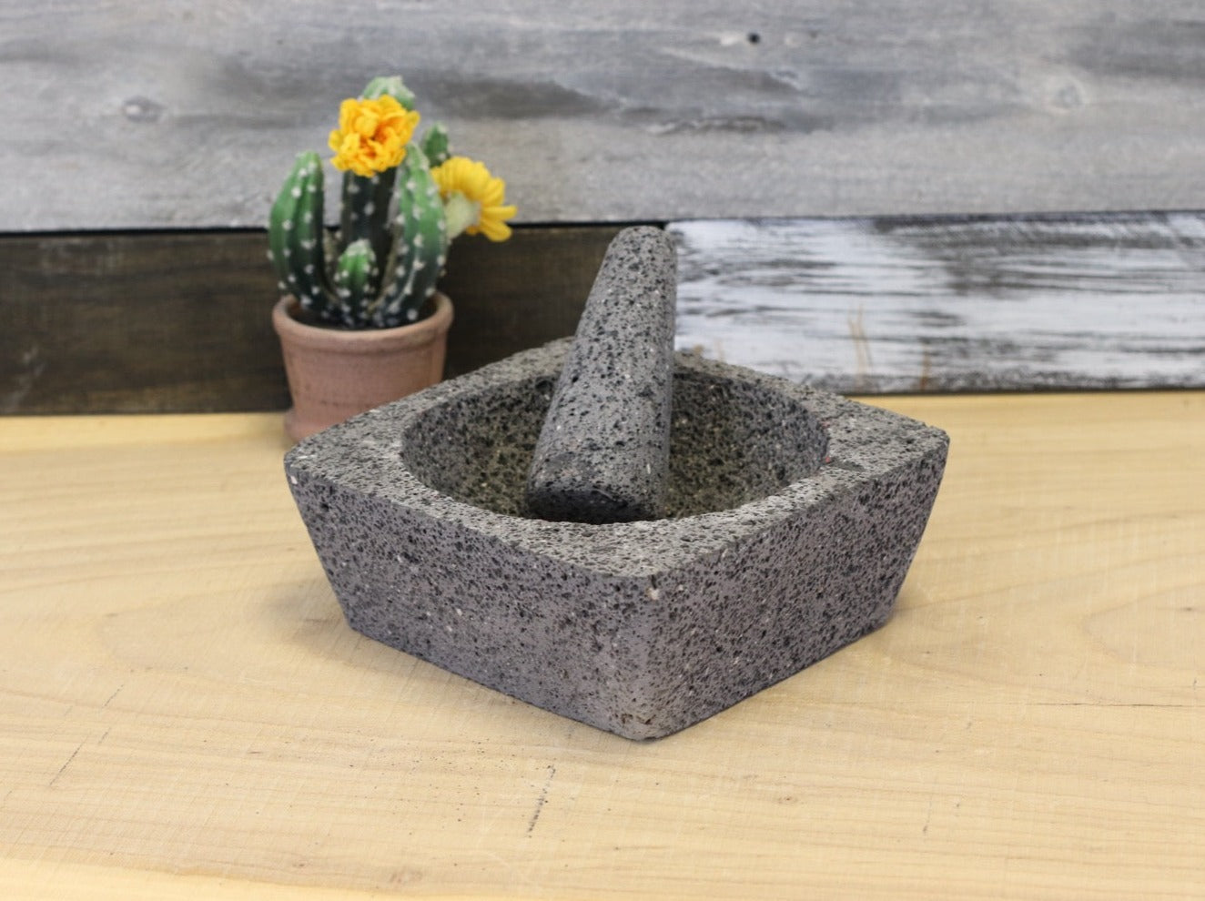 Outer Slant Bowl & Pestle - Lava Stone - 8 Inch Molcajete Accessories Kitchen & Dining Molcajete