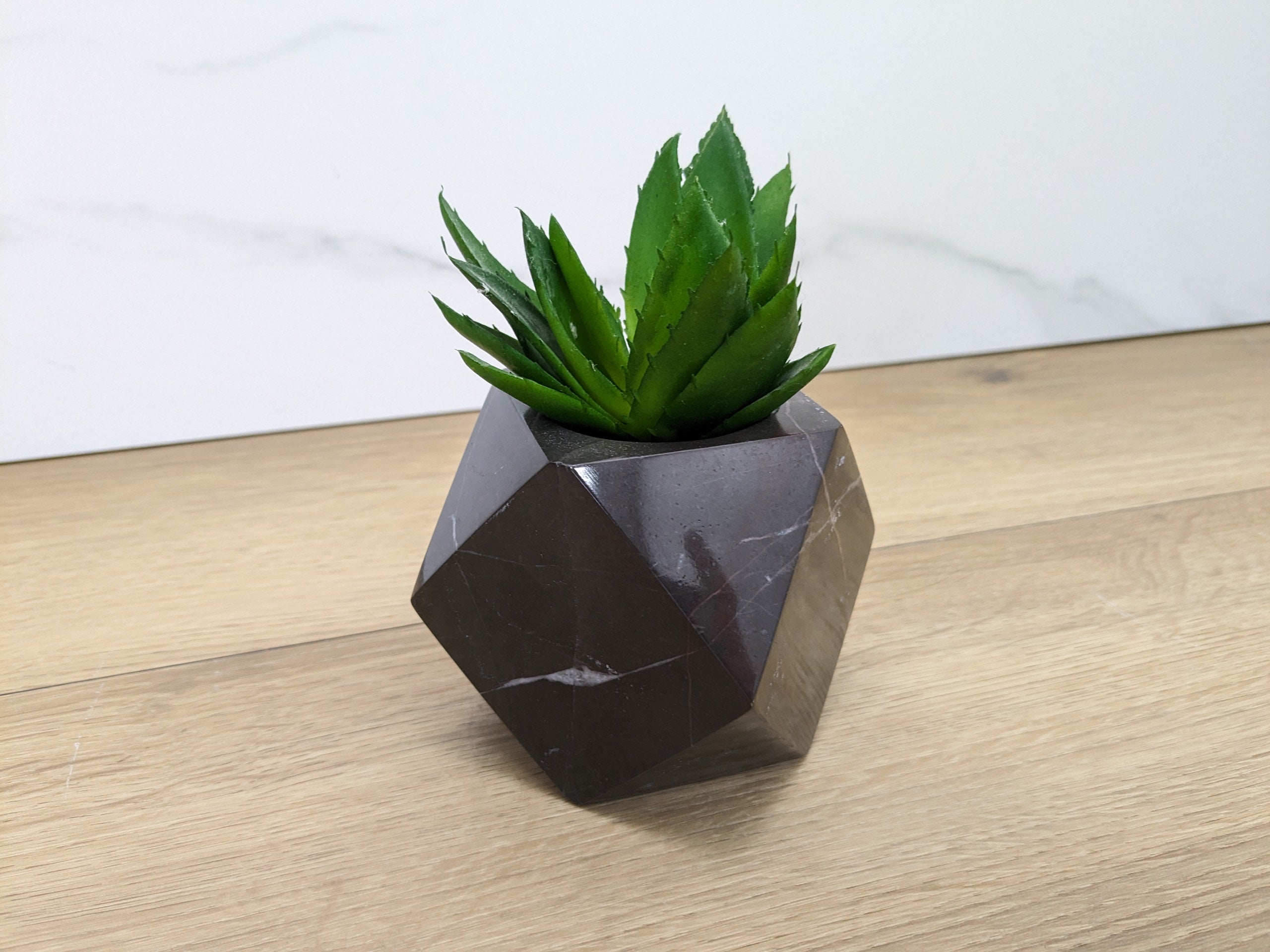 Black Onyx Succulent Planter, Stone Miniature Plant Holder, Small Pot Miniature Planters Accessories Decor Garden
