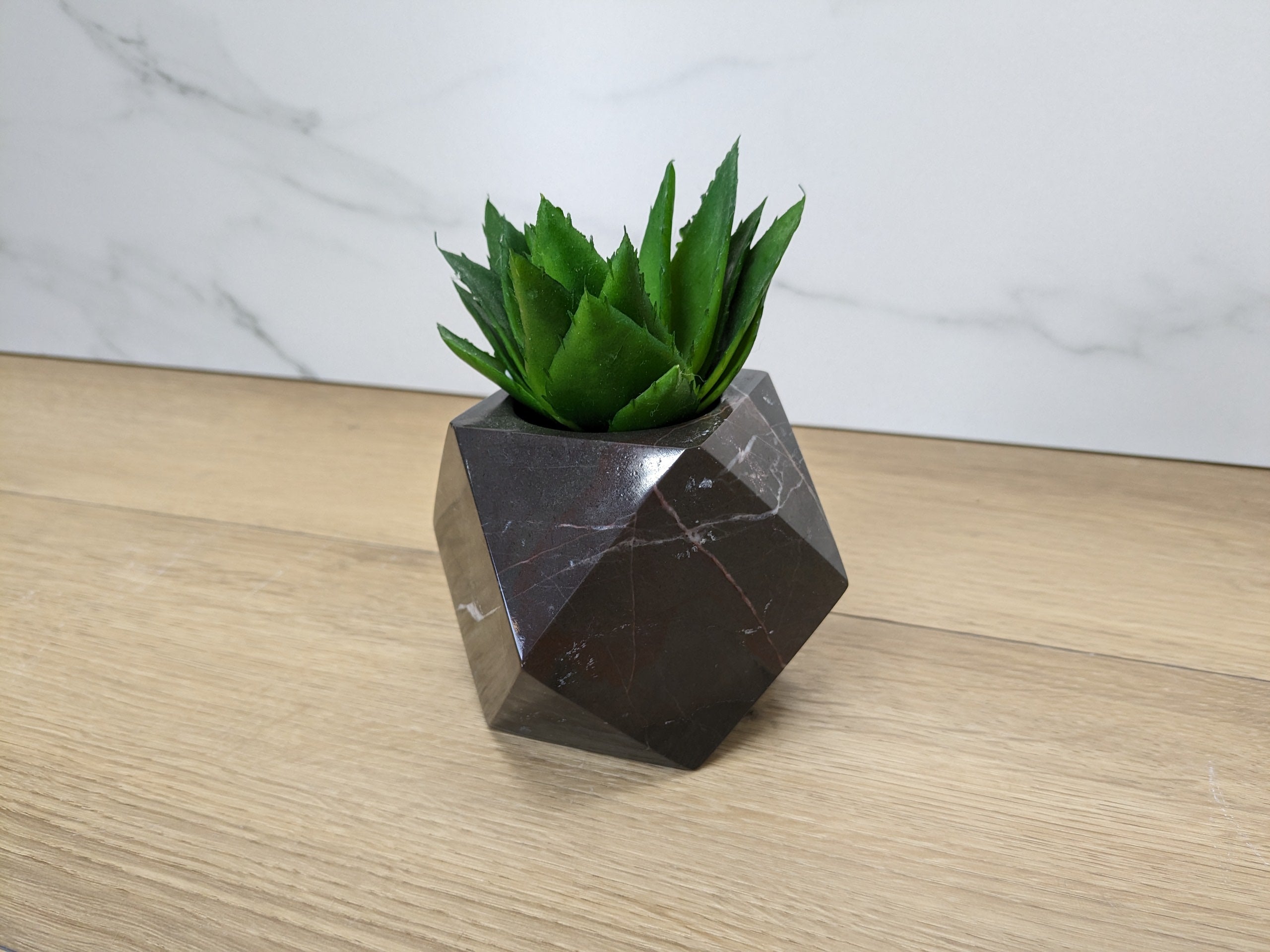 Black Onyx Succulent Planter, Stone Miniature Plant Holder, Small Pot Miniature Planters Accessories Decor Garden