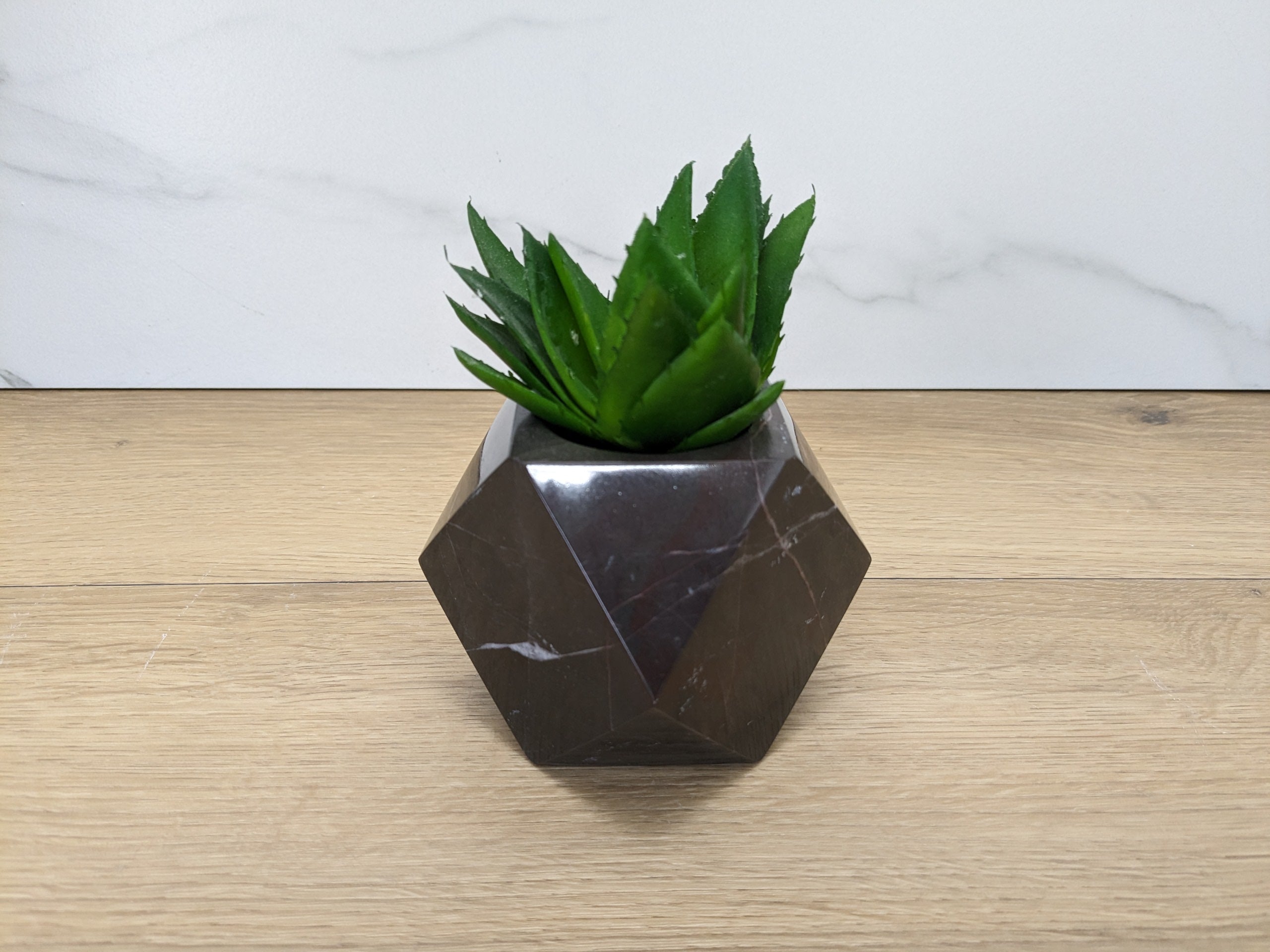 Black Onyx Succulent Planter, Stone Miniature Plant Holder, Small Pot Miniature Planters Accessories Decor Garden