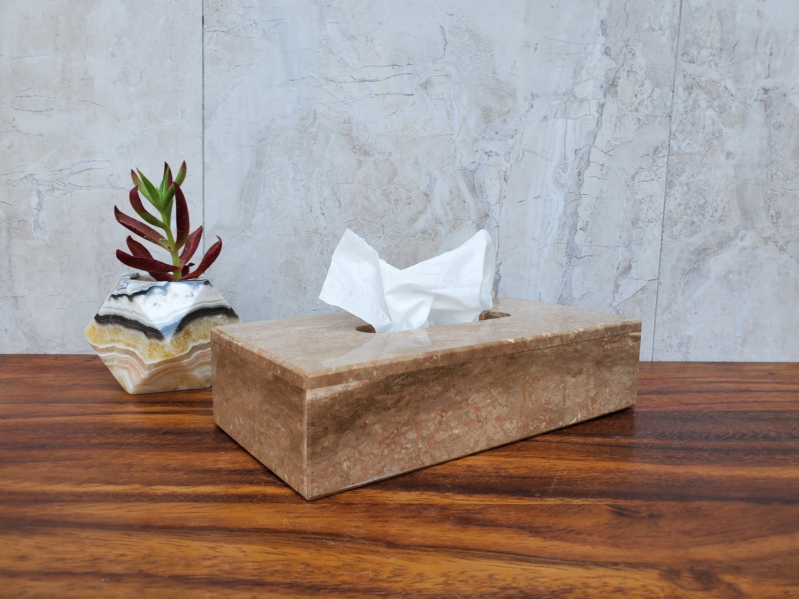 Brown Marble Tissue Box Cover, Home Accessory, Natural Stone Handmade Tissue Box Cover Accessories Bath Tissue Box Covers