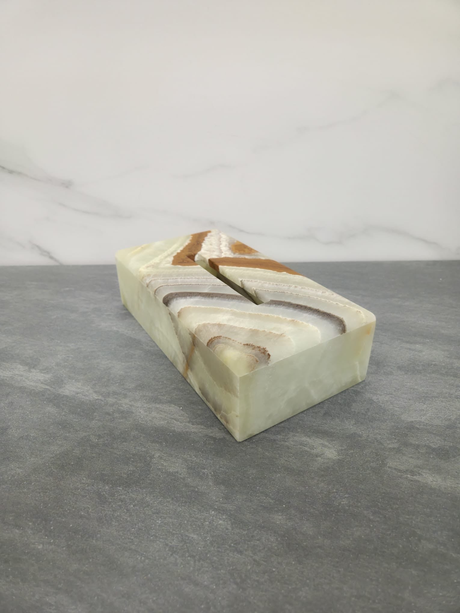 TCRec_15 Green Onyx Stone Tissue Box Cover