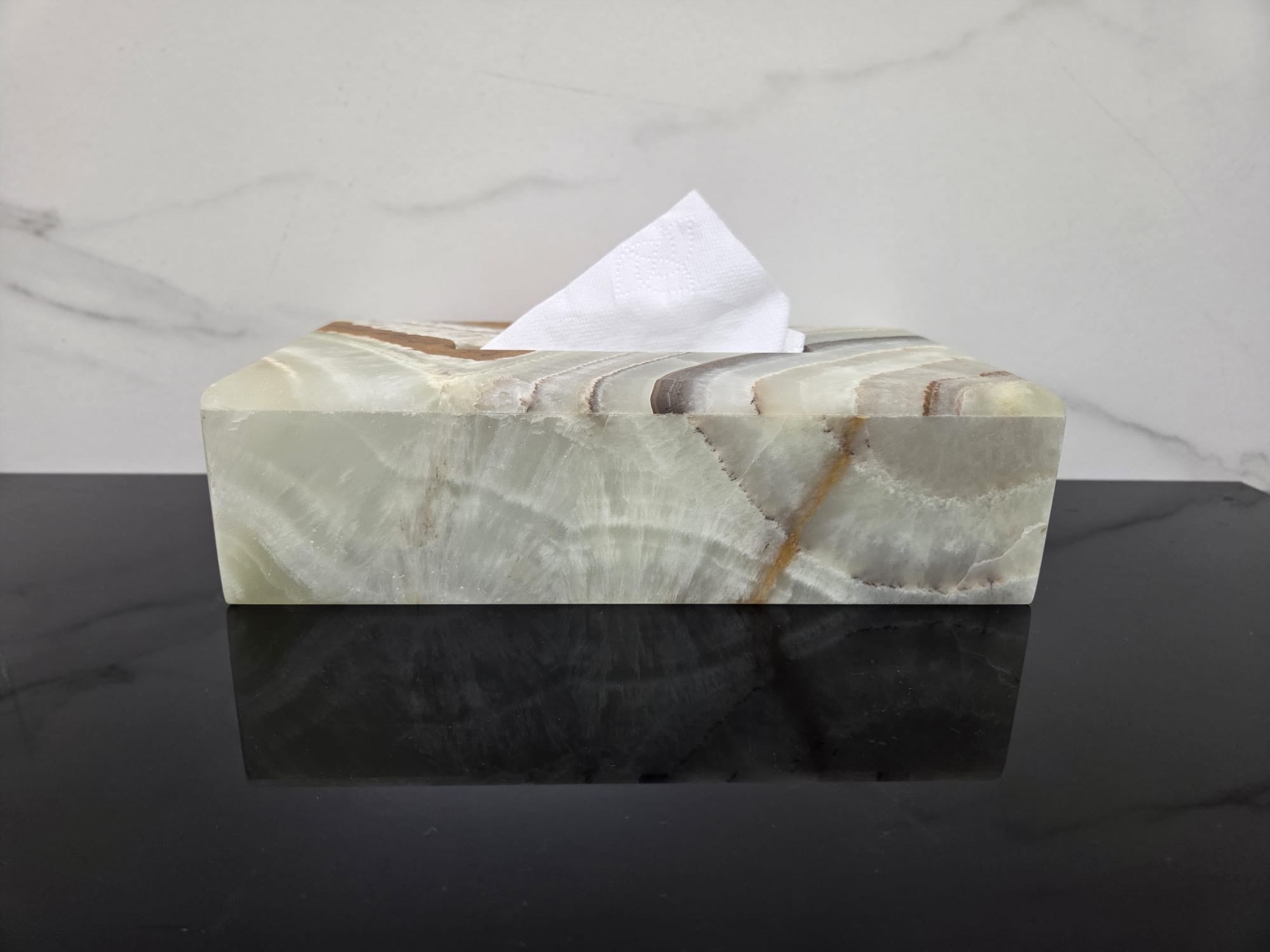 TCRec_15 Green Onyx Stone Tissue Box Cover