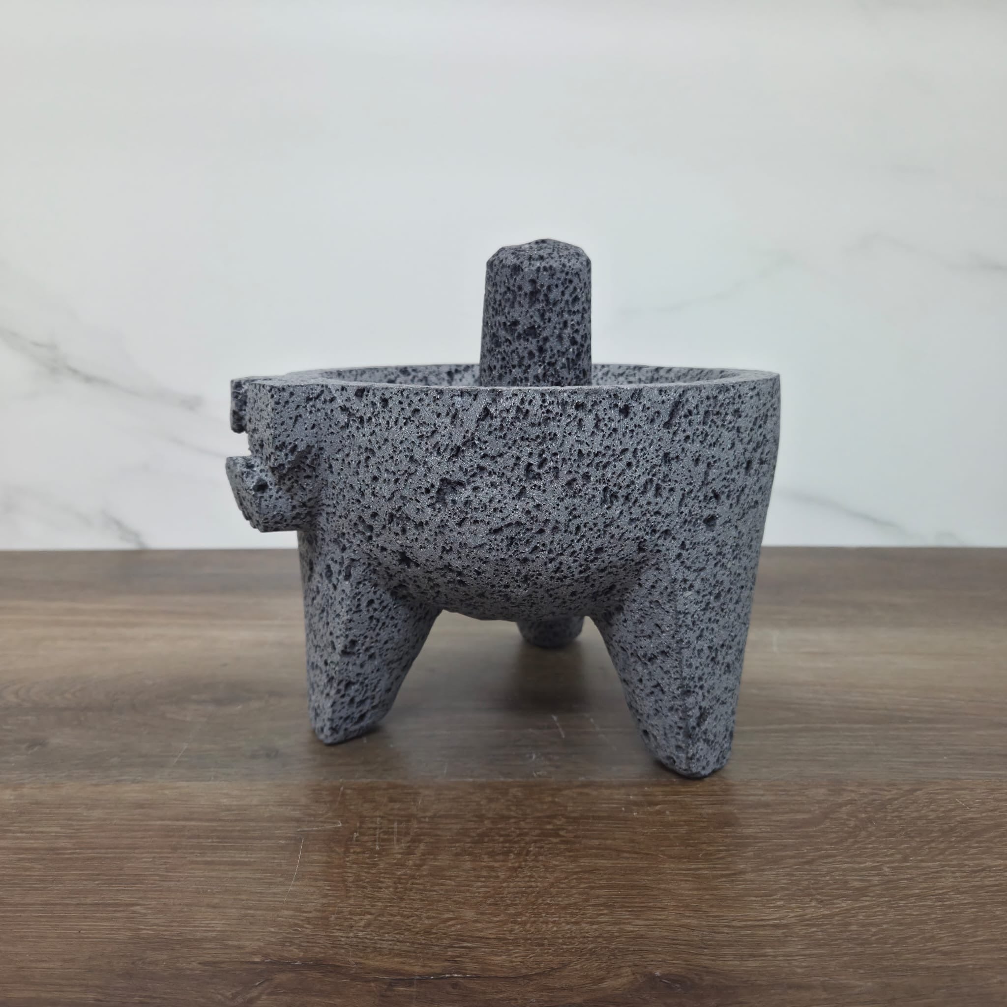 MOL5P Authentic Mexican Molcajete - Piggy Face - 5 inch