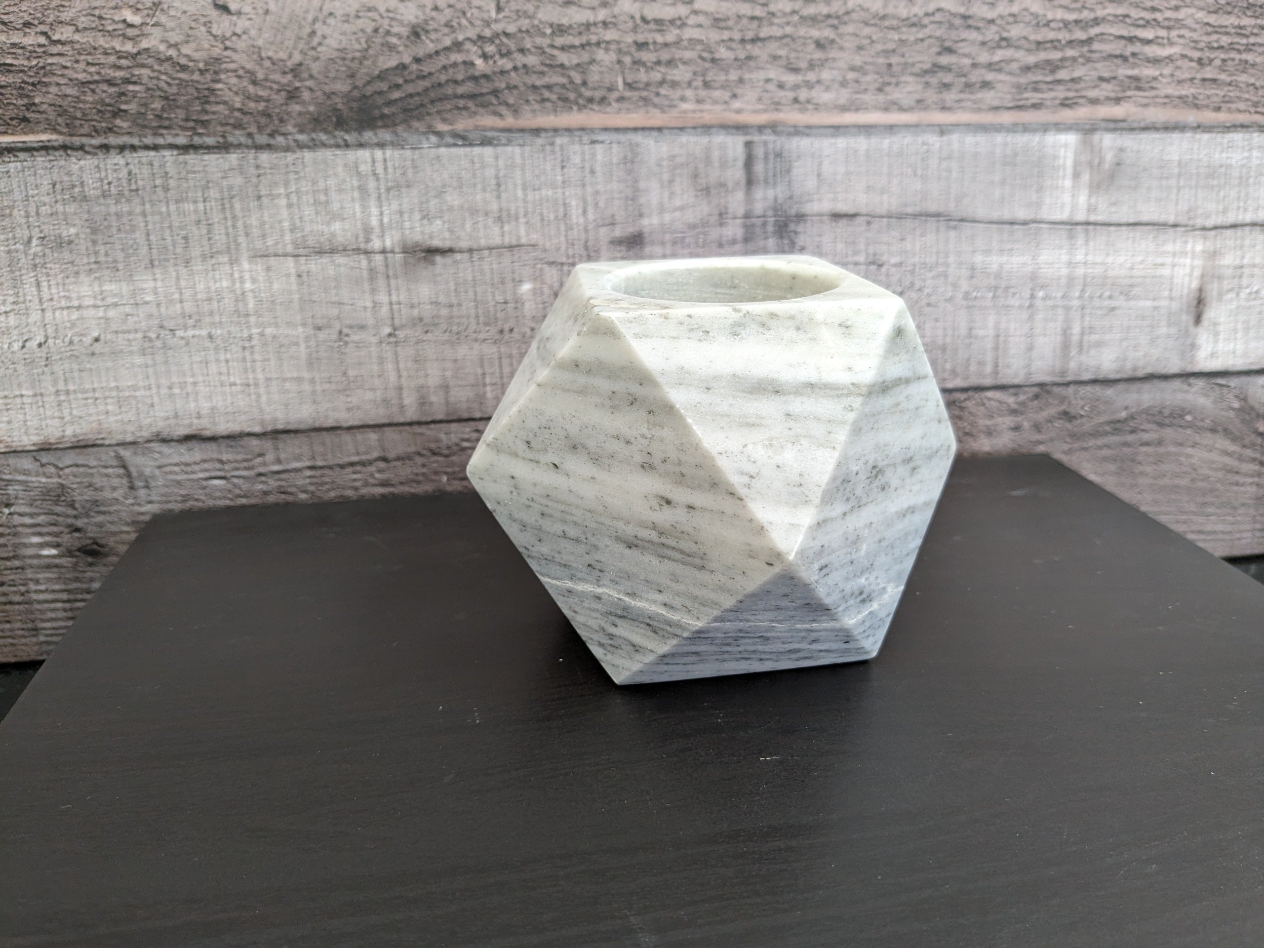 Gray Marble Succulent Planter, Stone Miniature Plant Holder, Small Pot Miniature Planters Accessories Decor Garden