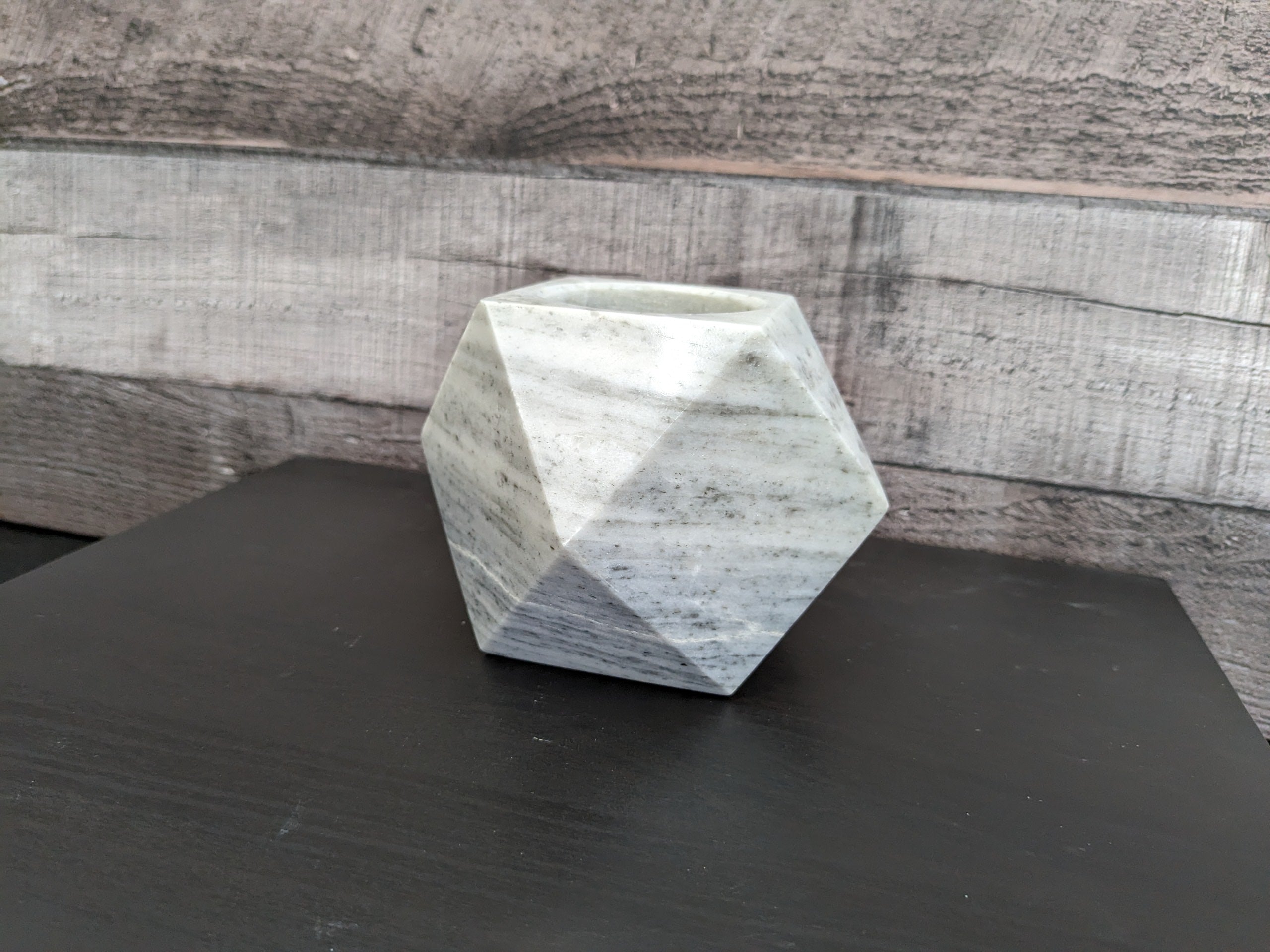 Gray Marble Succulent Planter, Stone Miniature Plant Holder, Small Pot Miniature Planters Accessories Decor Garden