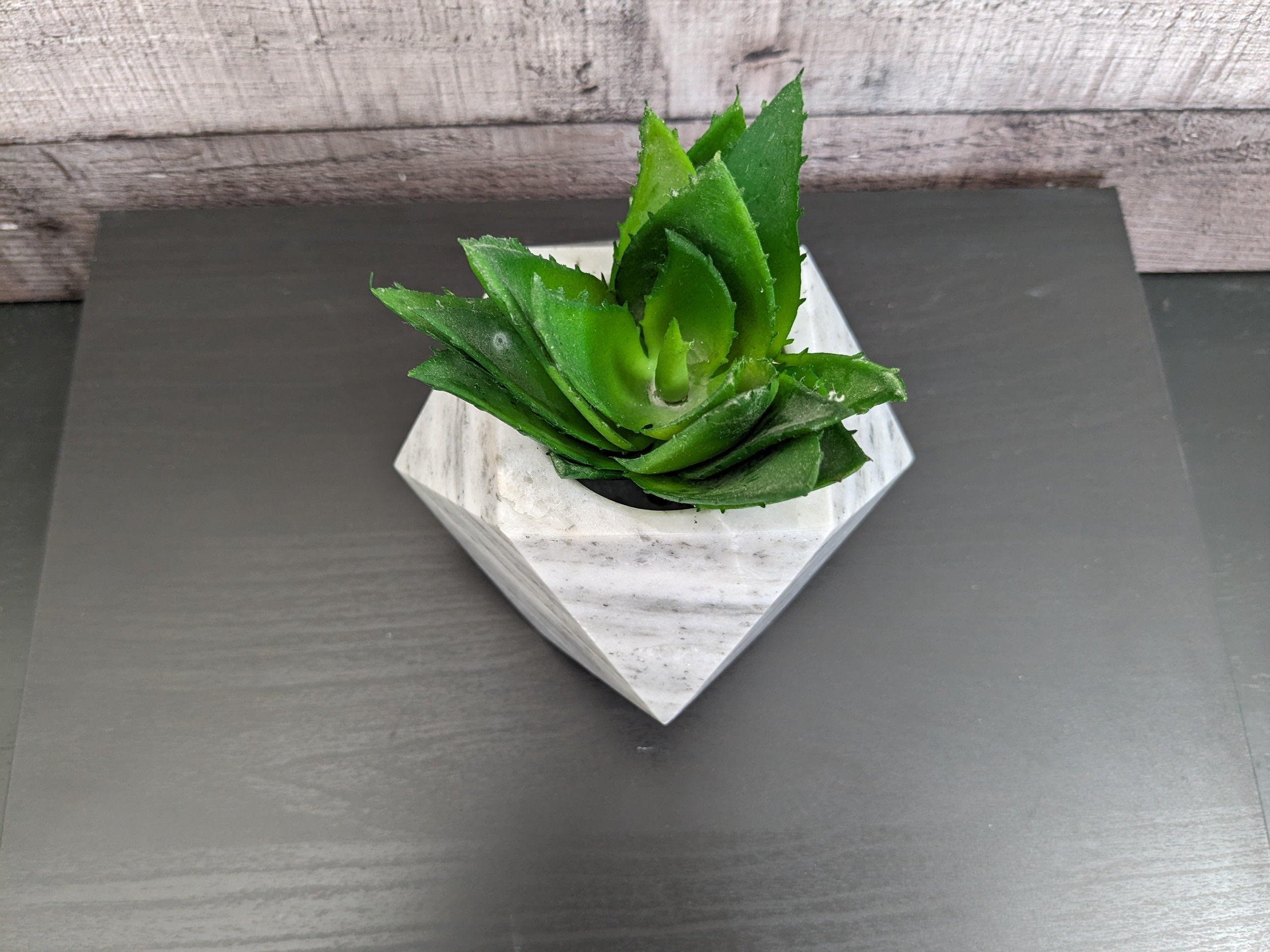 Gray Marble Succulent Planter, Stone Miniature Plant Holder, Small Pot Miniature Planters Accessories Decor Garden