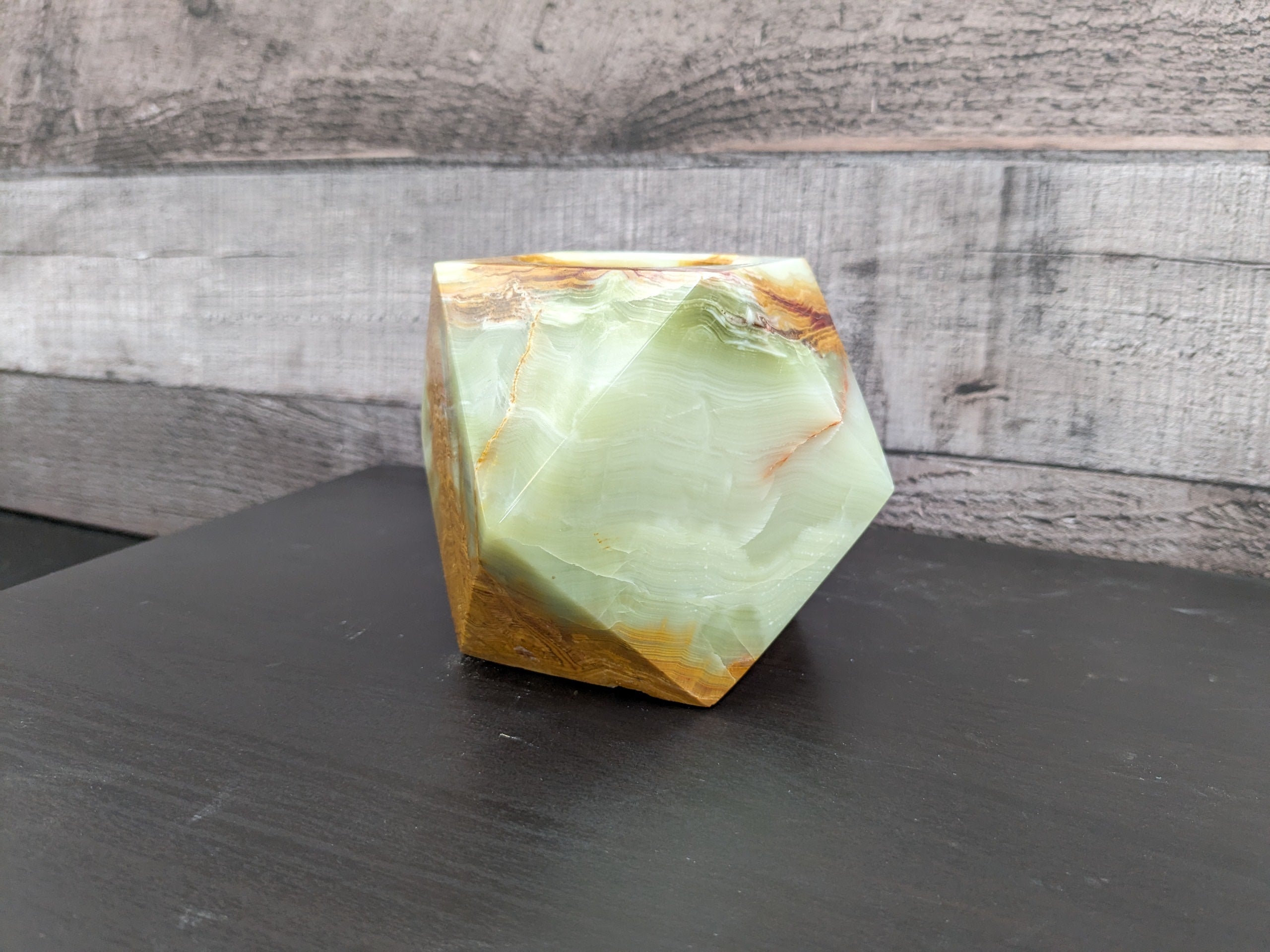 Green and Orange Onyx Succulent Planter, Stone Miniature Plant Holder, Small Pot Miniature Planters Accessories Decor Garden