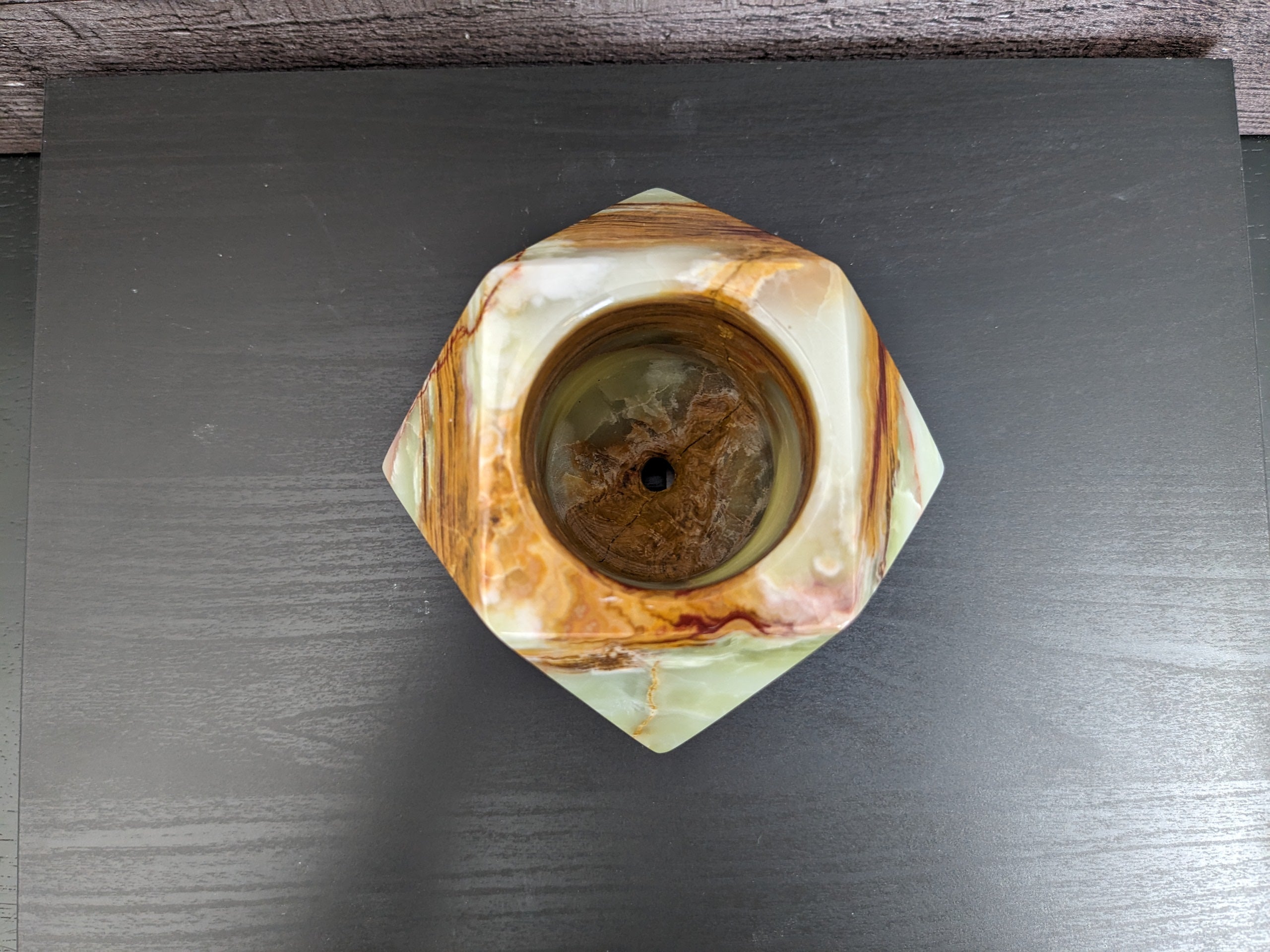 Green and Orange Onyx Succulent Planter, Stone Miniature Plant Holder, Small Pot Miniature Planters Accessories Decor Garden