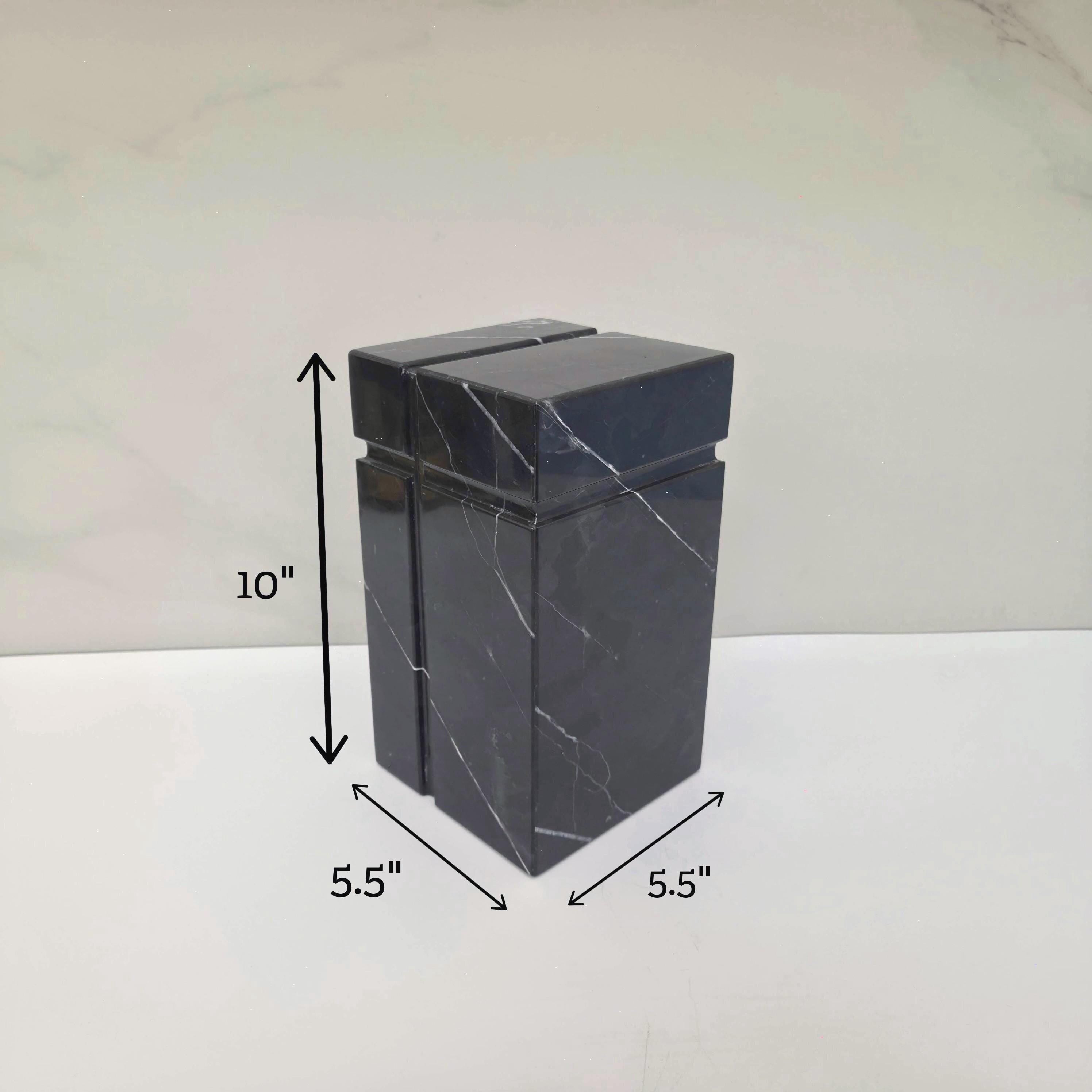 UR_11 Black Marble Stone Cremation Urn for Adult Ashes