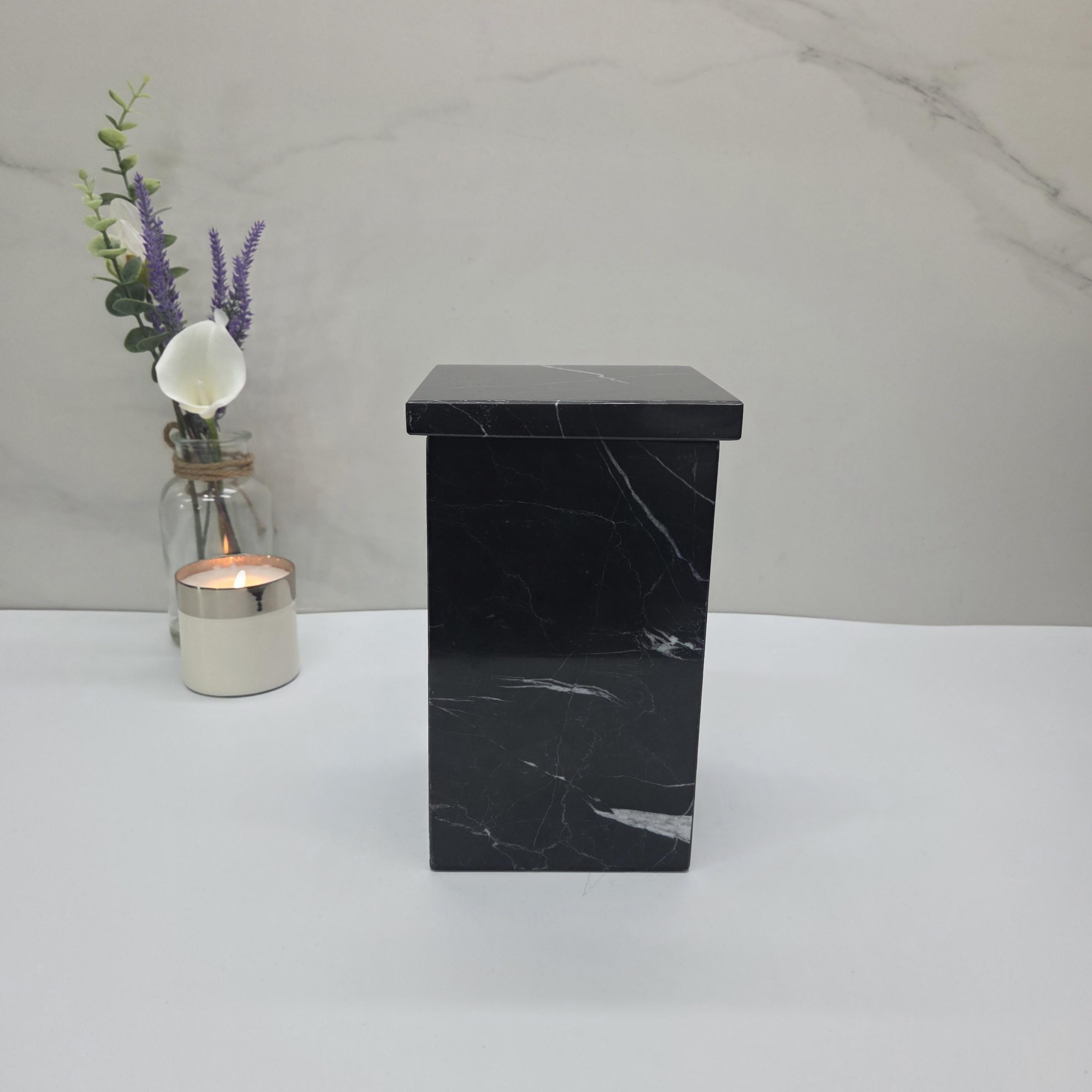 UR_13 Black Marble Cremation Urn for Adult Ashes