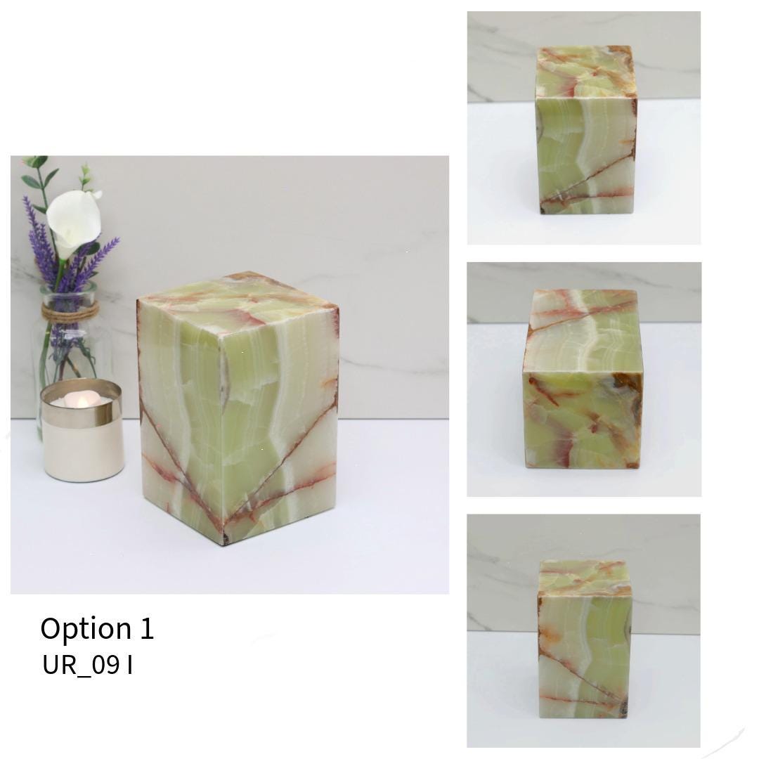 UR_09 Green Onyx Stone Cremation Urn for Ashes