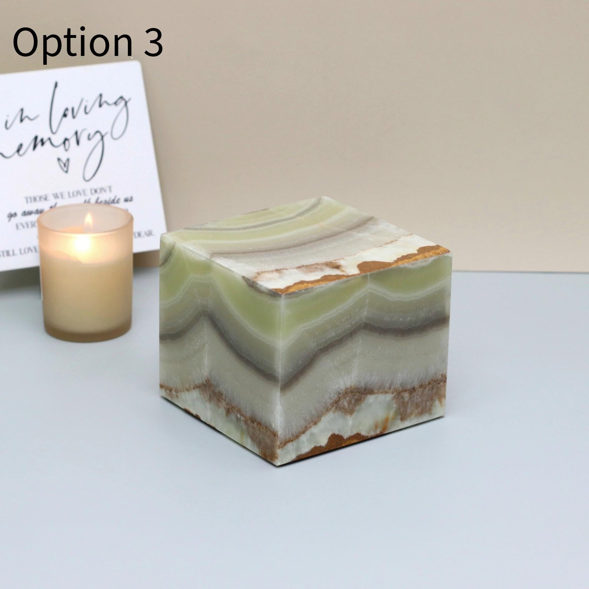 UR_10 Small Green Onyx Stone Cremation Urn for Ashes