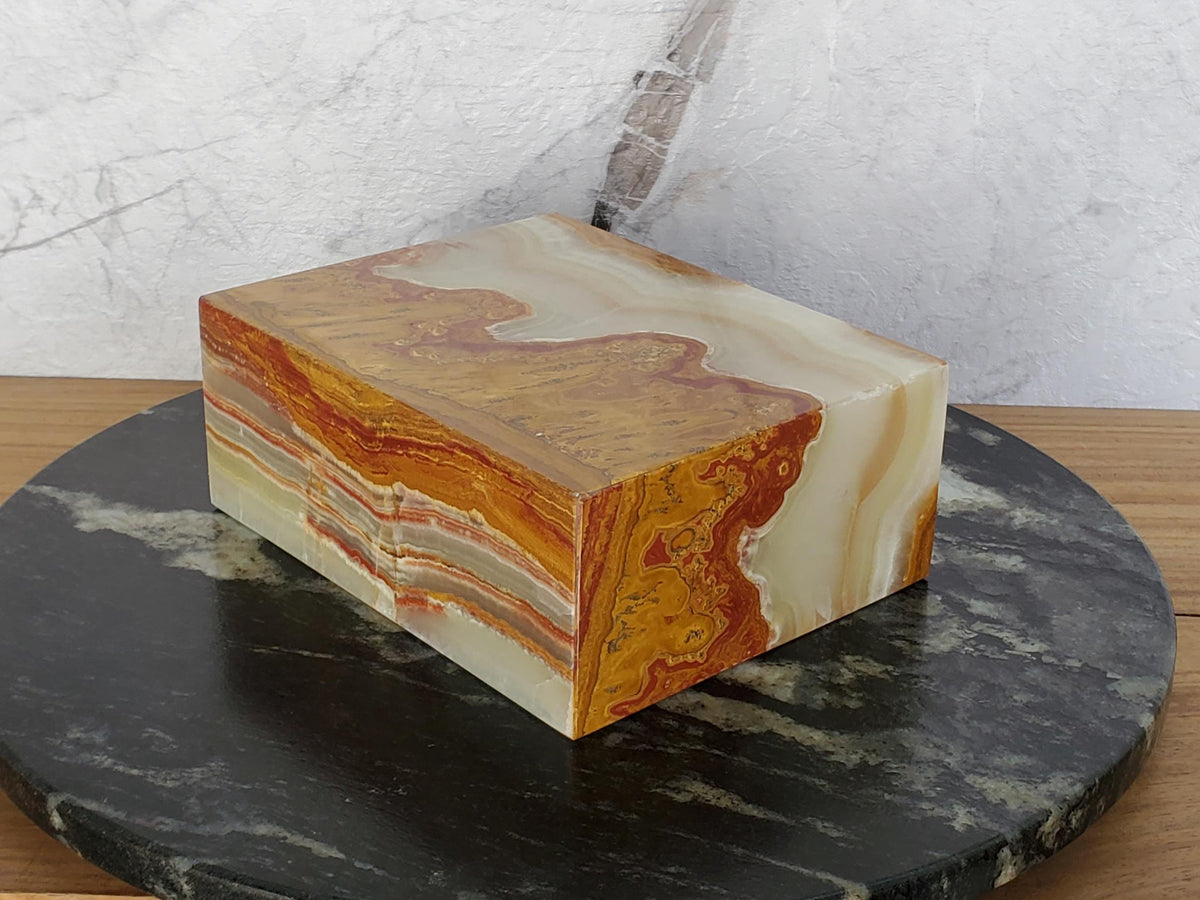 UR_08 Green Onyx Stone Cremation Urn for Ashes - 200 cu in | Handcrafted Stone Memorial Urn Urn