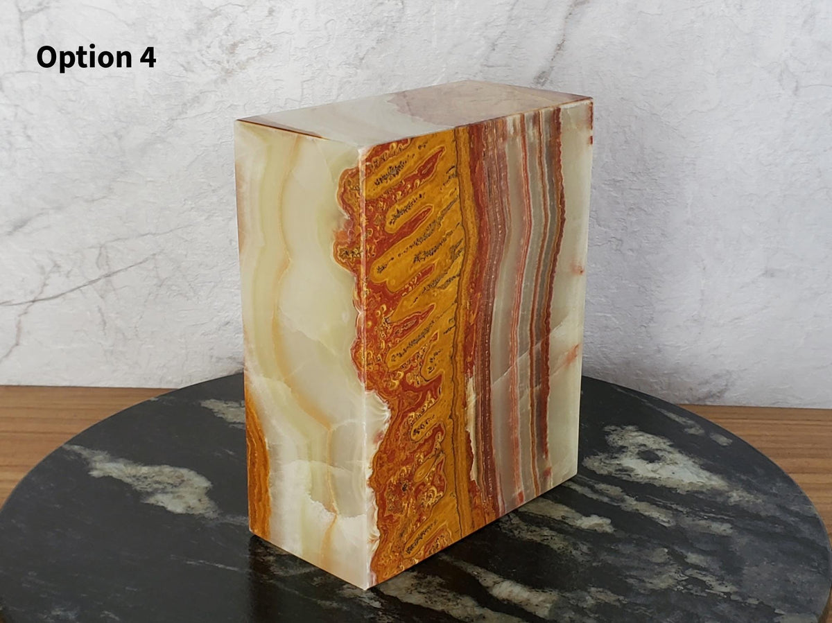 UR_08 Green Onyx Stone Cremation Urn for Ashes - 200 cu in | Handcrafted Stone Memorial Urn Urn