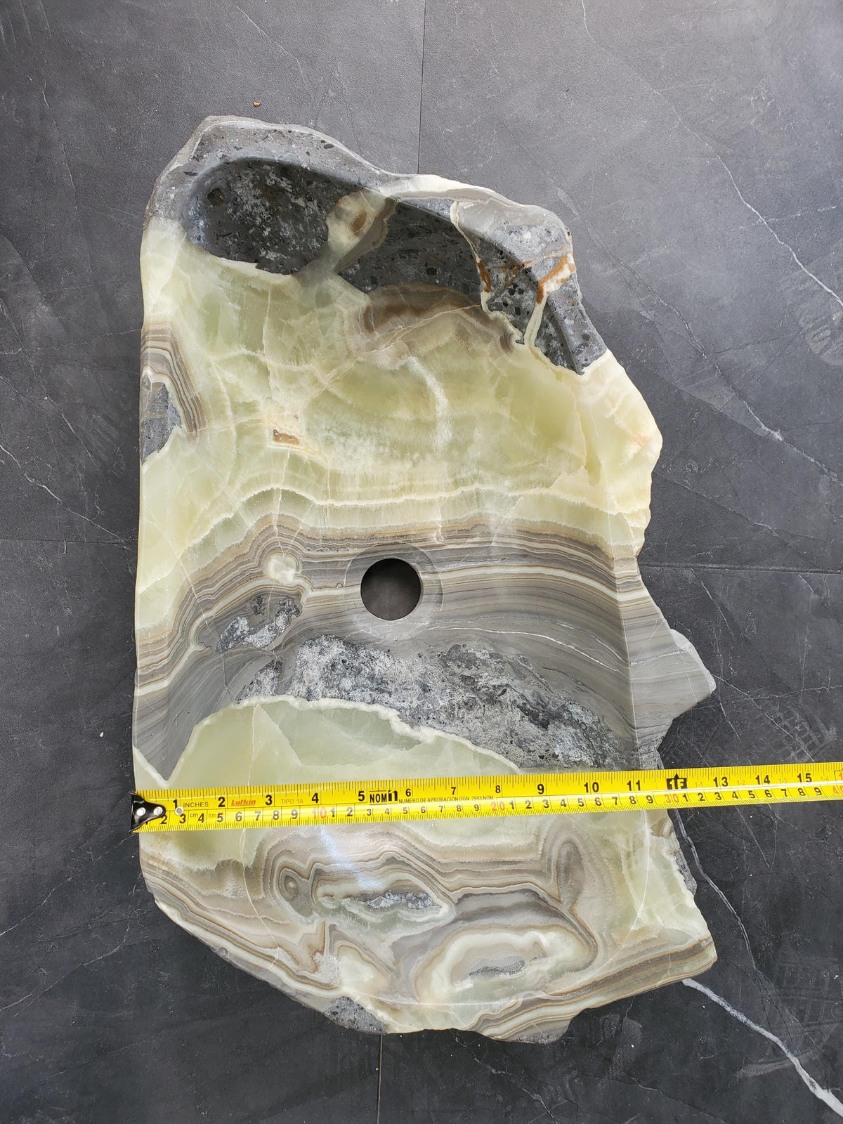 S36_04 Green Onyx Sink Custom order for SHARON Bathroom Décor Beautiful sink bespoke trend 2025 green teal aqua green teal umber grey gray brown hand wash basin home design trends luxury bathroom marble onyx sink natural stone sink plumbing fixture Rustic Onyx Vessel Sinks rustic vessel sink