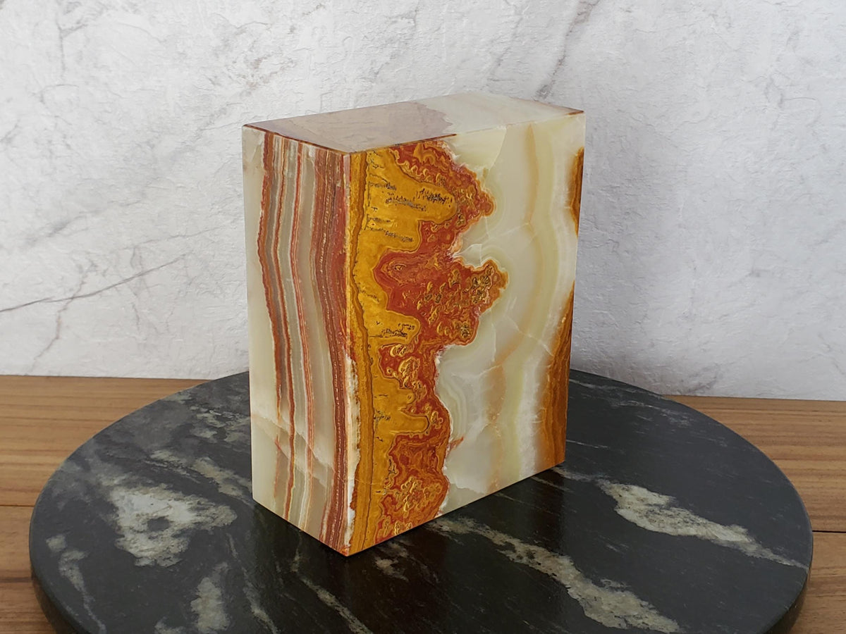 UR_08 Green Onyx Stone Cremation Urn for Ashes - 200 cu in | Handcrafted Stone Memorial Urn Urn