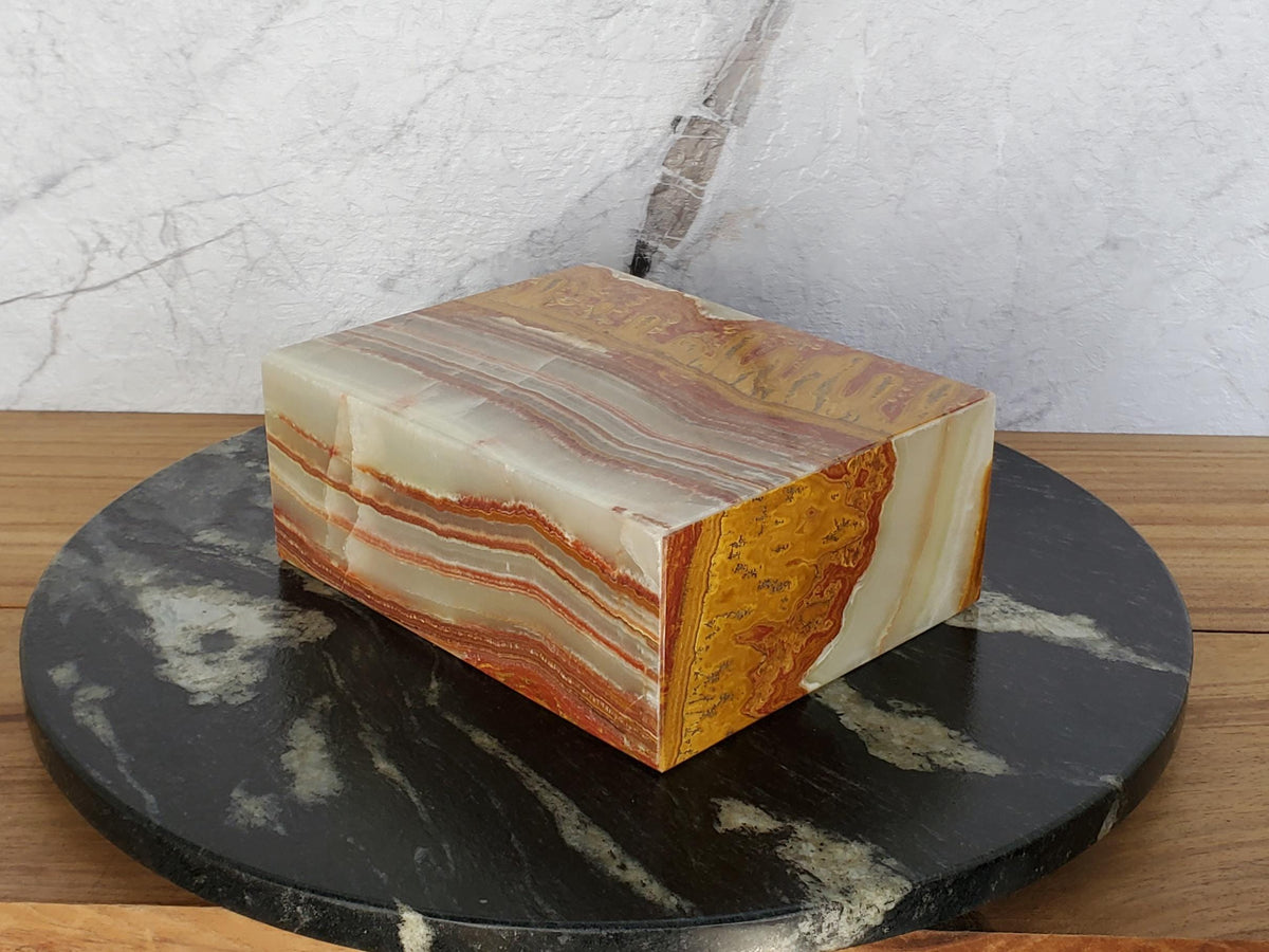 UR_08 Green Onyx Stone Cremation Urn for Ashes - 200 cu in | Handcrafted Stone Memorial Urn Urn